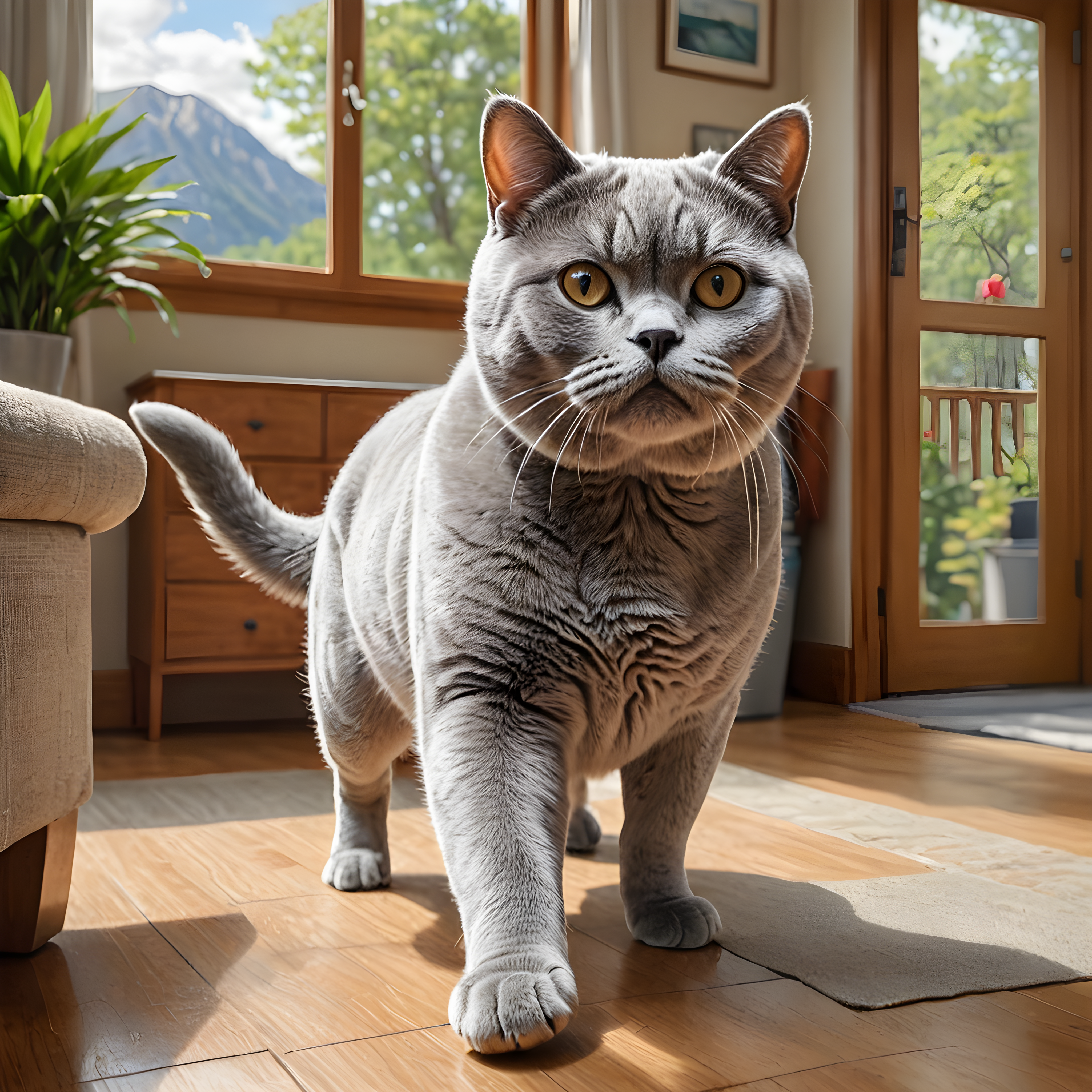 British Shorthair — Pencil Sketch (Energetic)