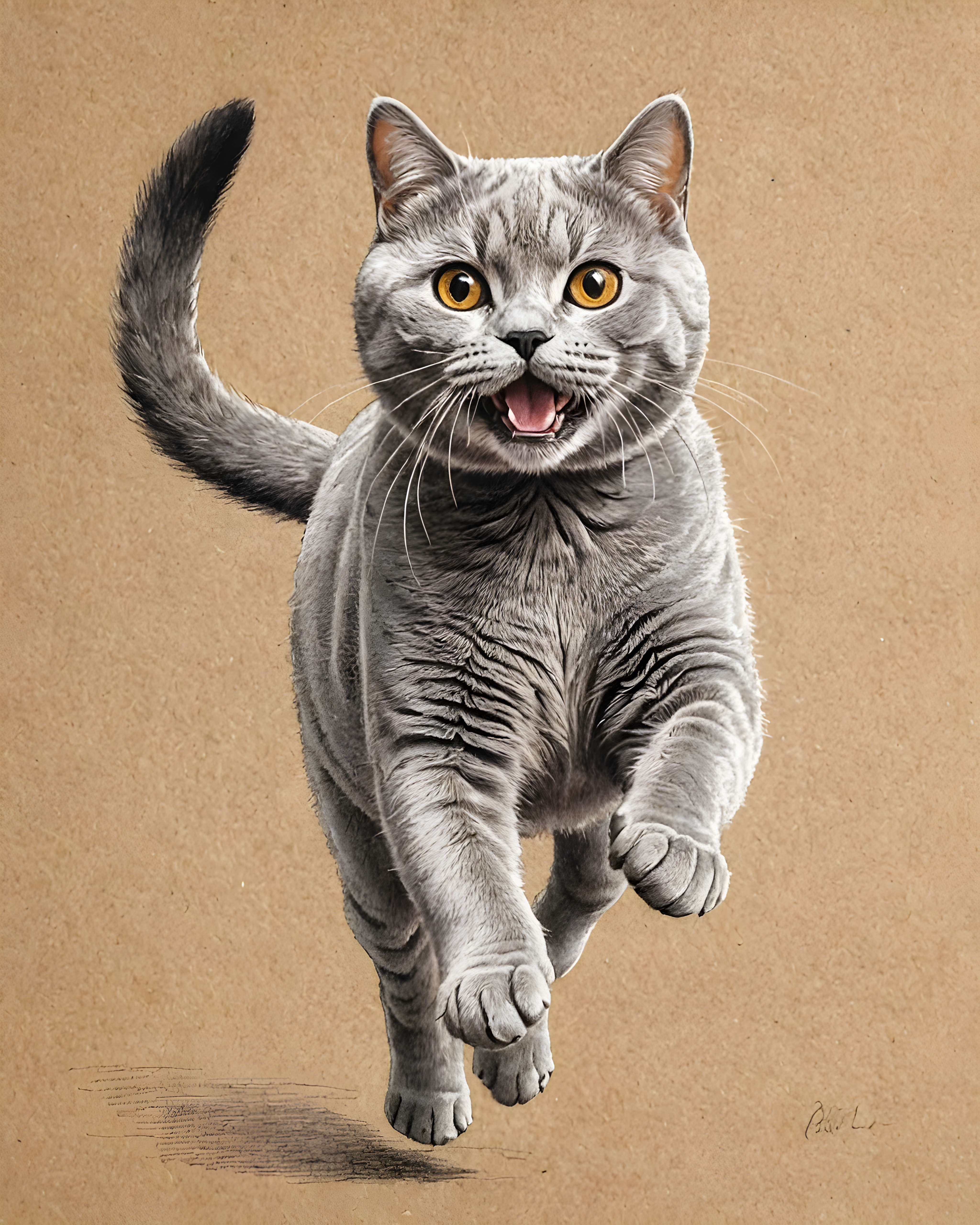 British Shorthair — Pencil Sketch (Happy)
