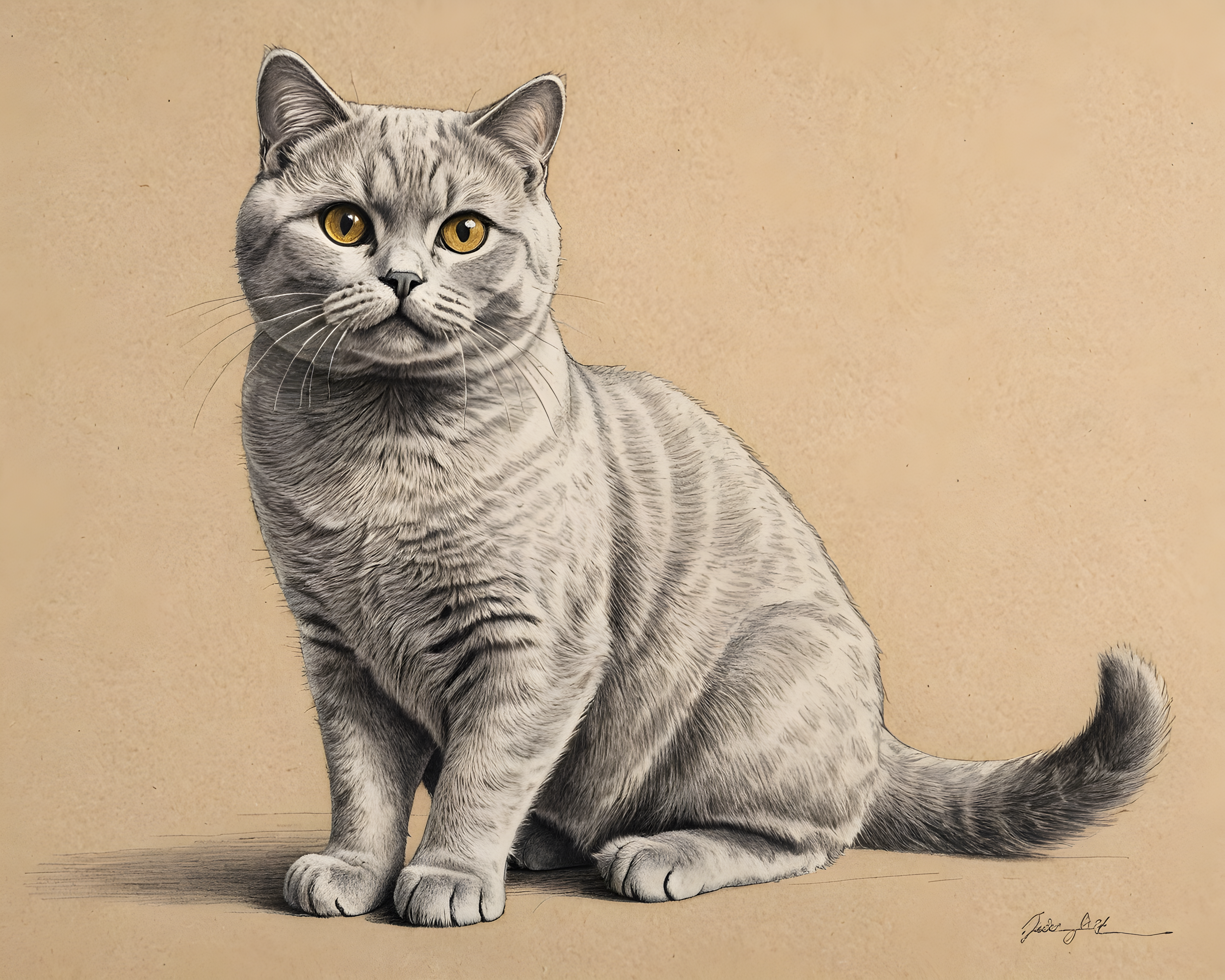 British Shorthair — Pencil Sketch (Happy)