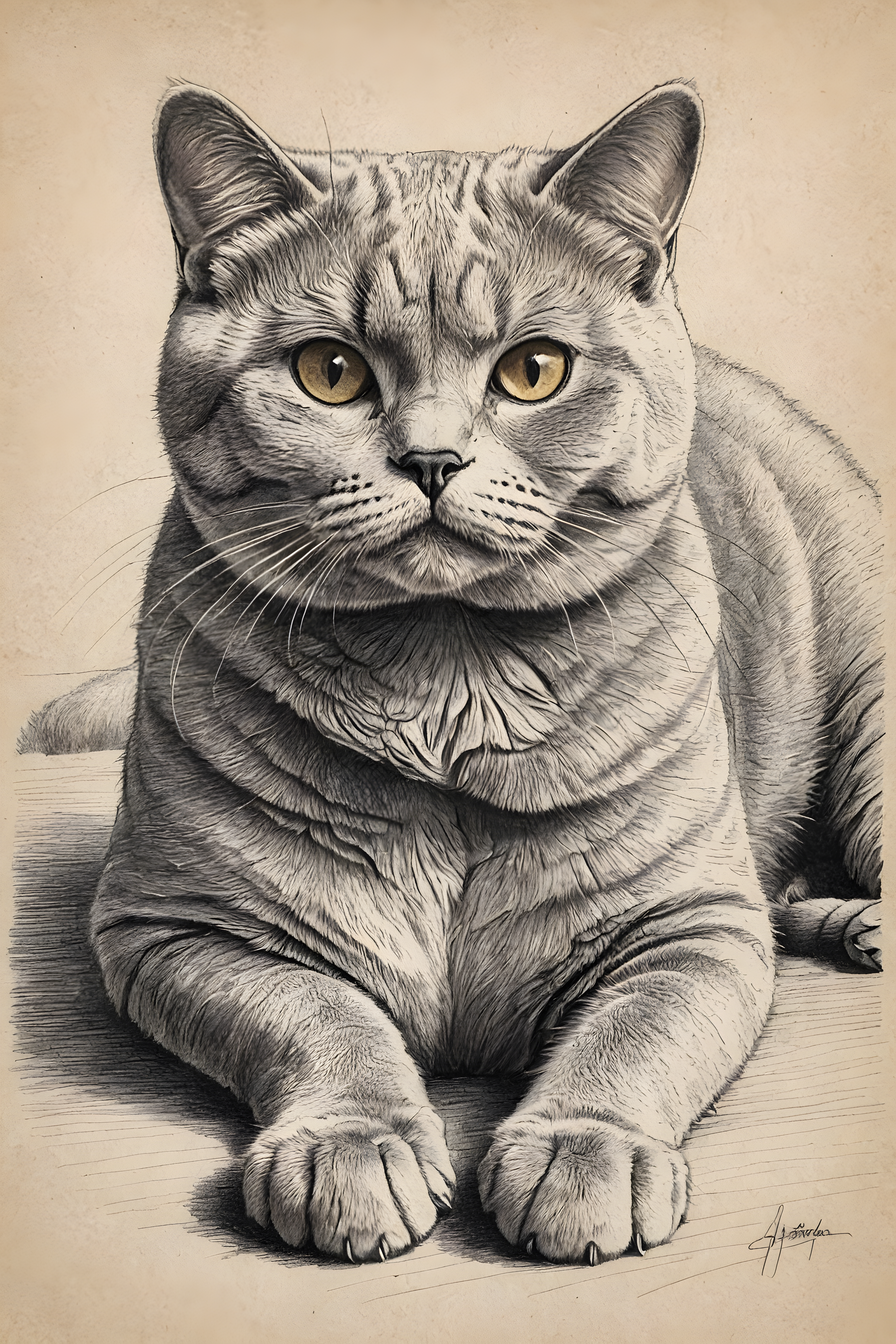 British Shorthair — Pencil Sketch (Savage)