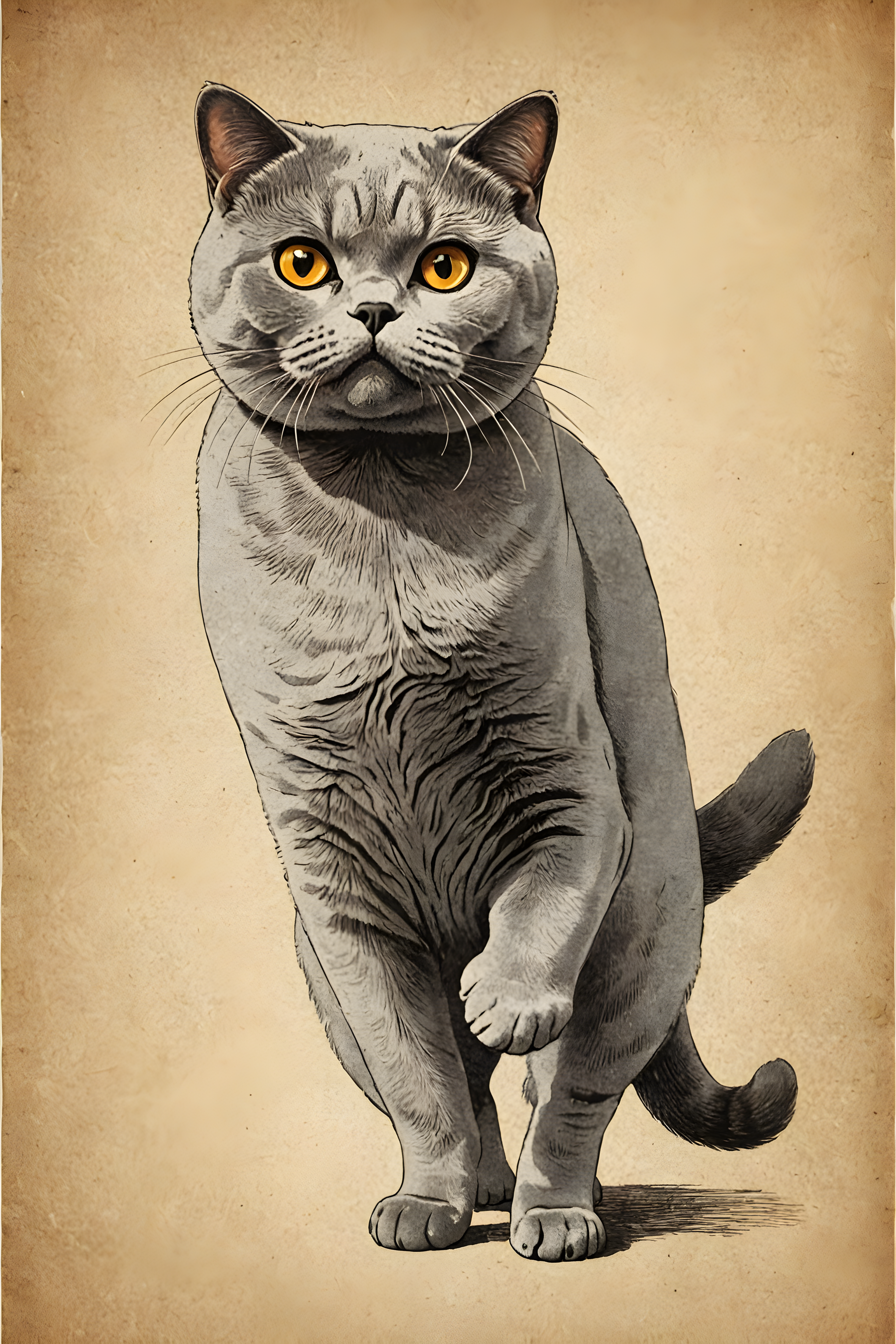 British Shorthair — Vintage Poster (Playful)