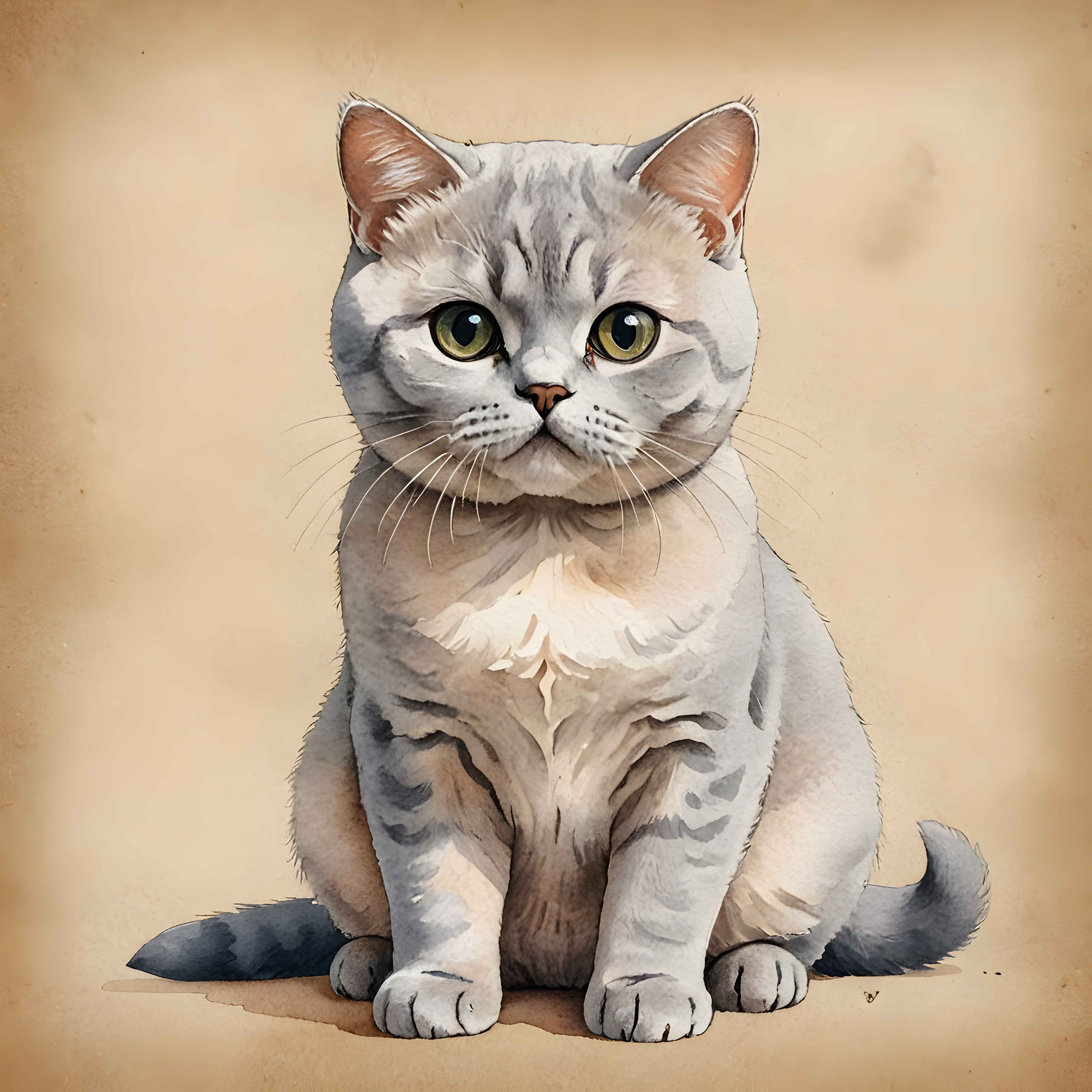 British Shorthair — Watercolor (Cute)