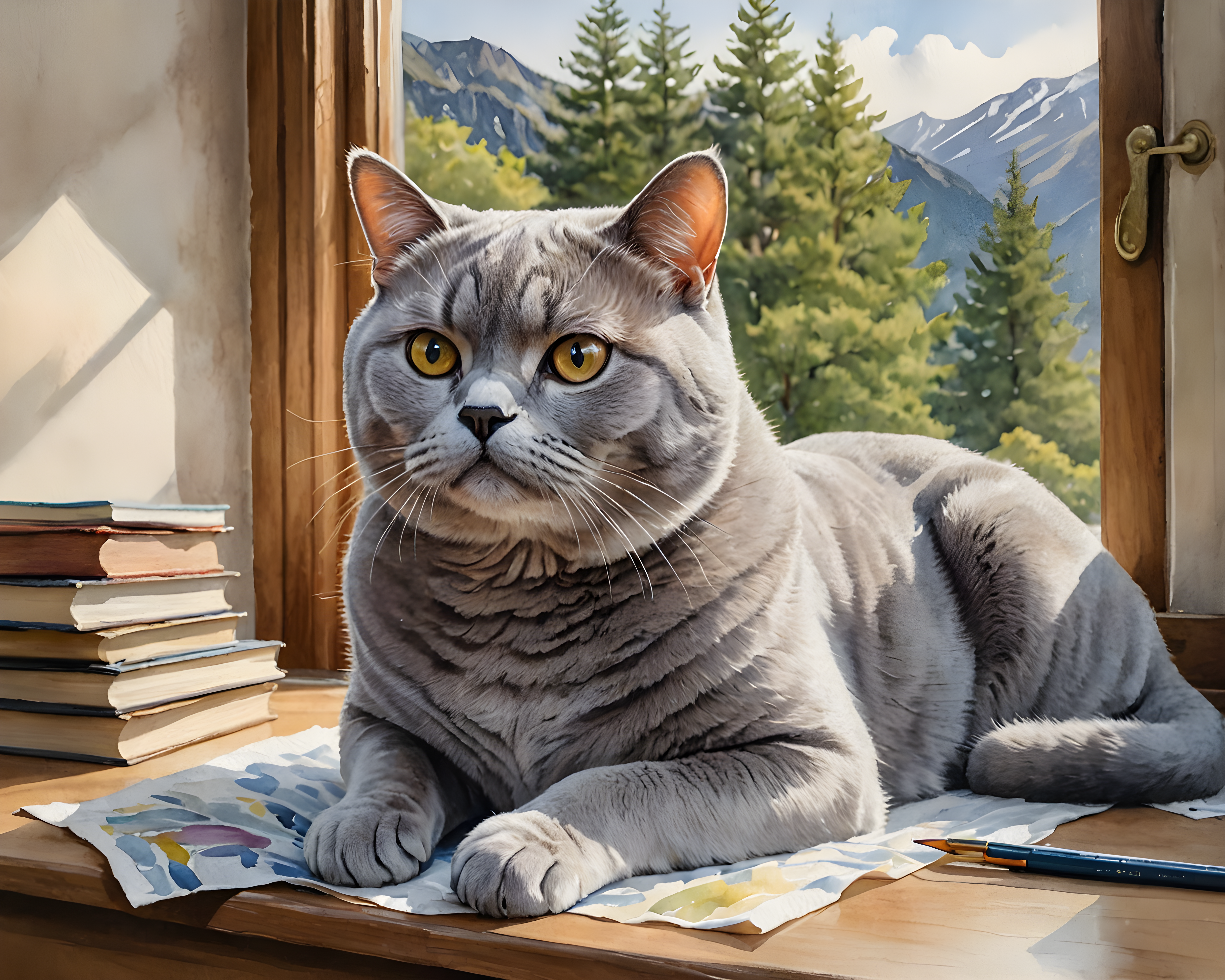 British Shorthair — Watercolor (Emotional)