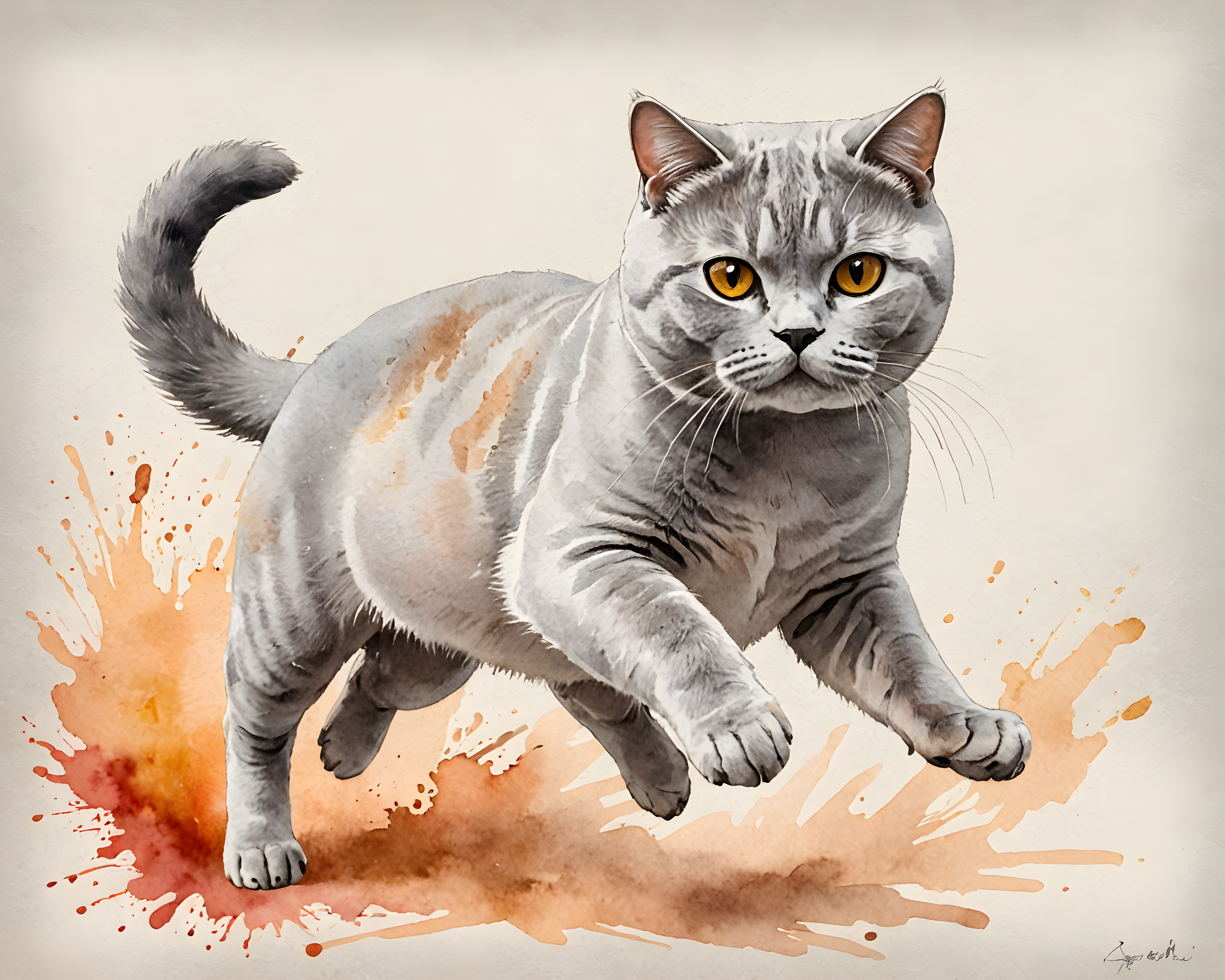 British Shorthair — Watercolor (Energetic)