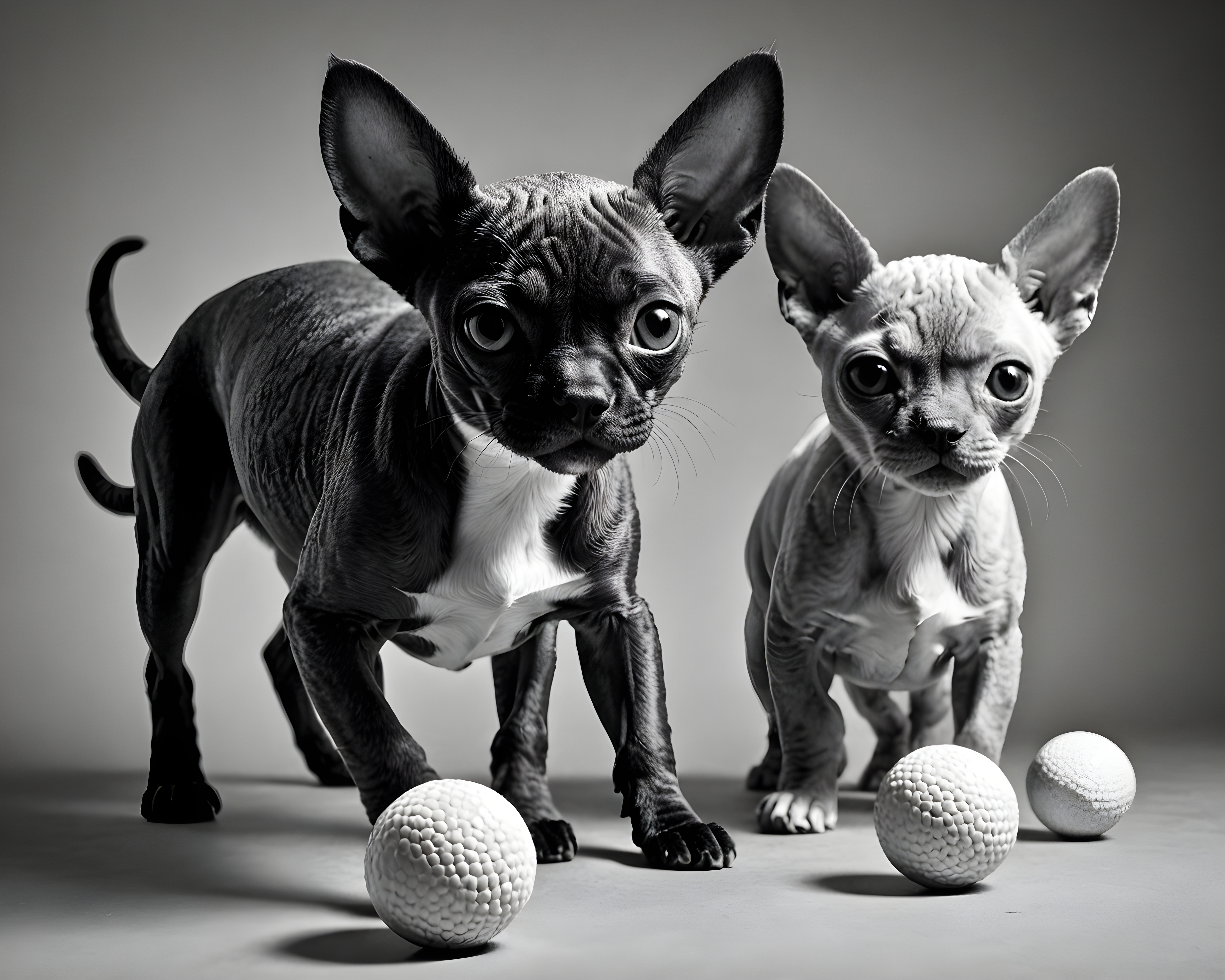 Devon Rex — Black & White (Playful)