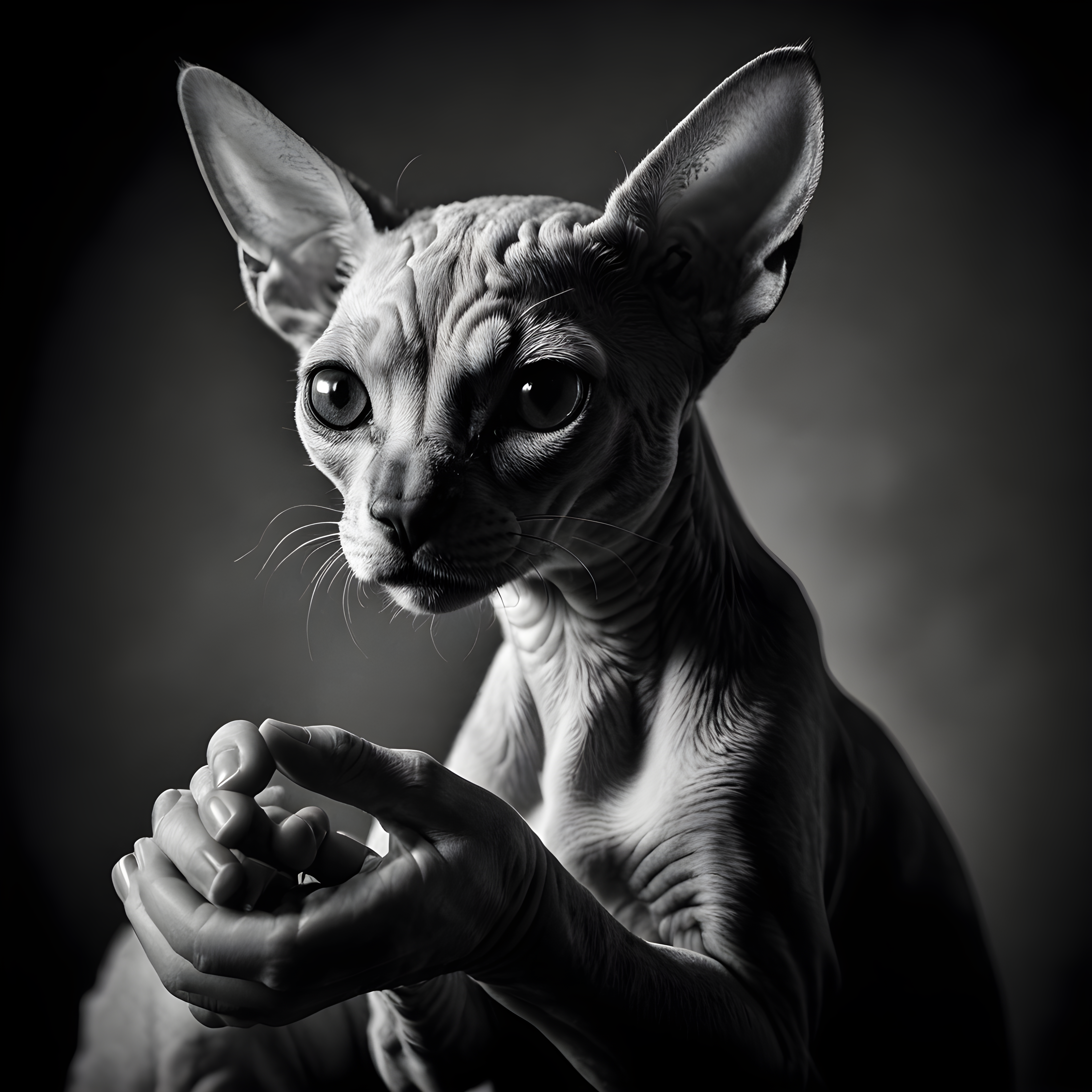 Devon Rex — Black & White (Romantic)