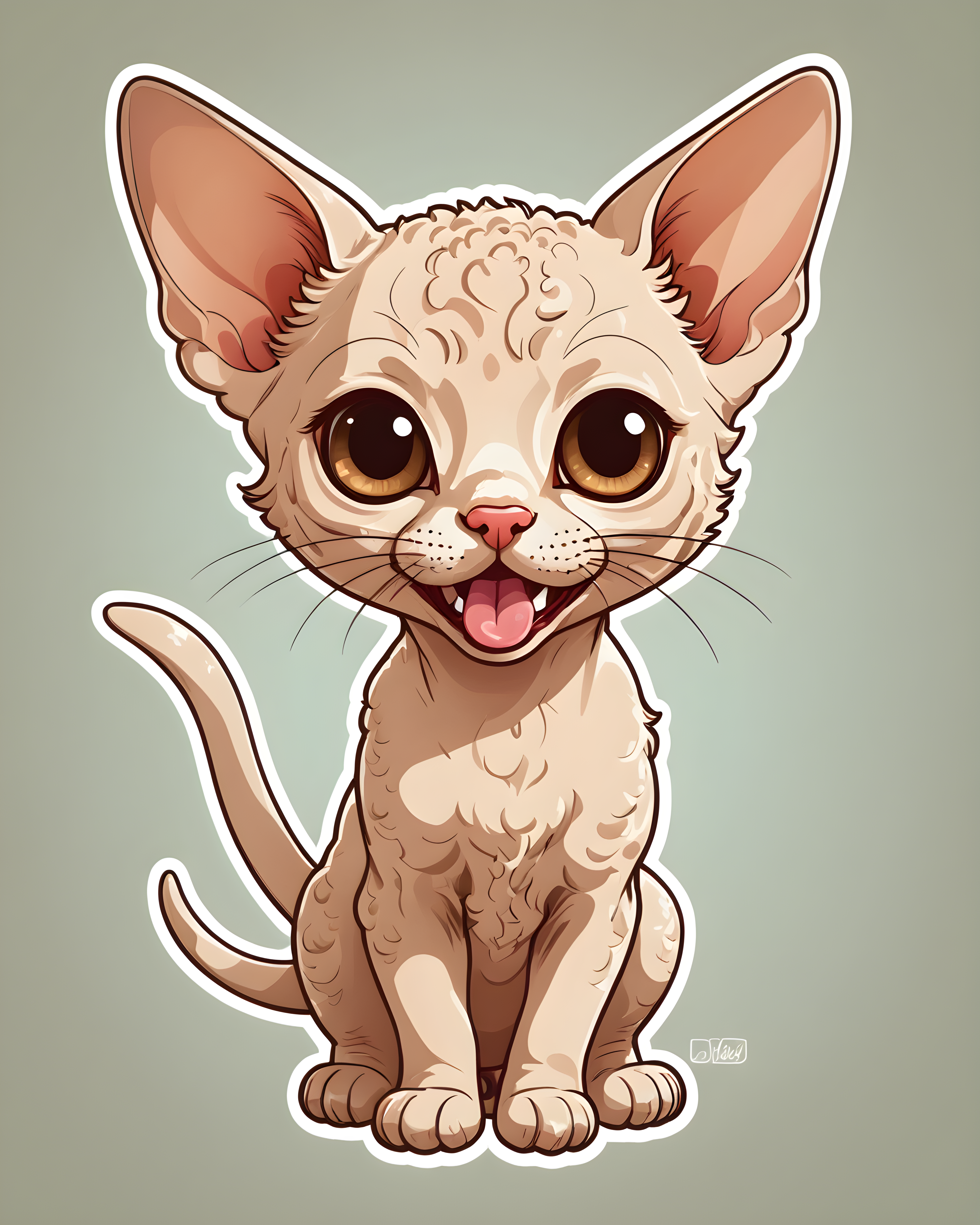 Devon Rex — Cartoon / Kawaii (Happy)
