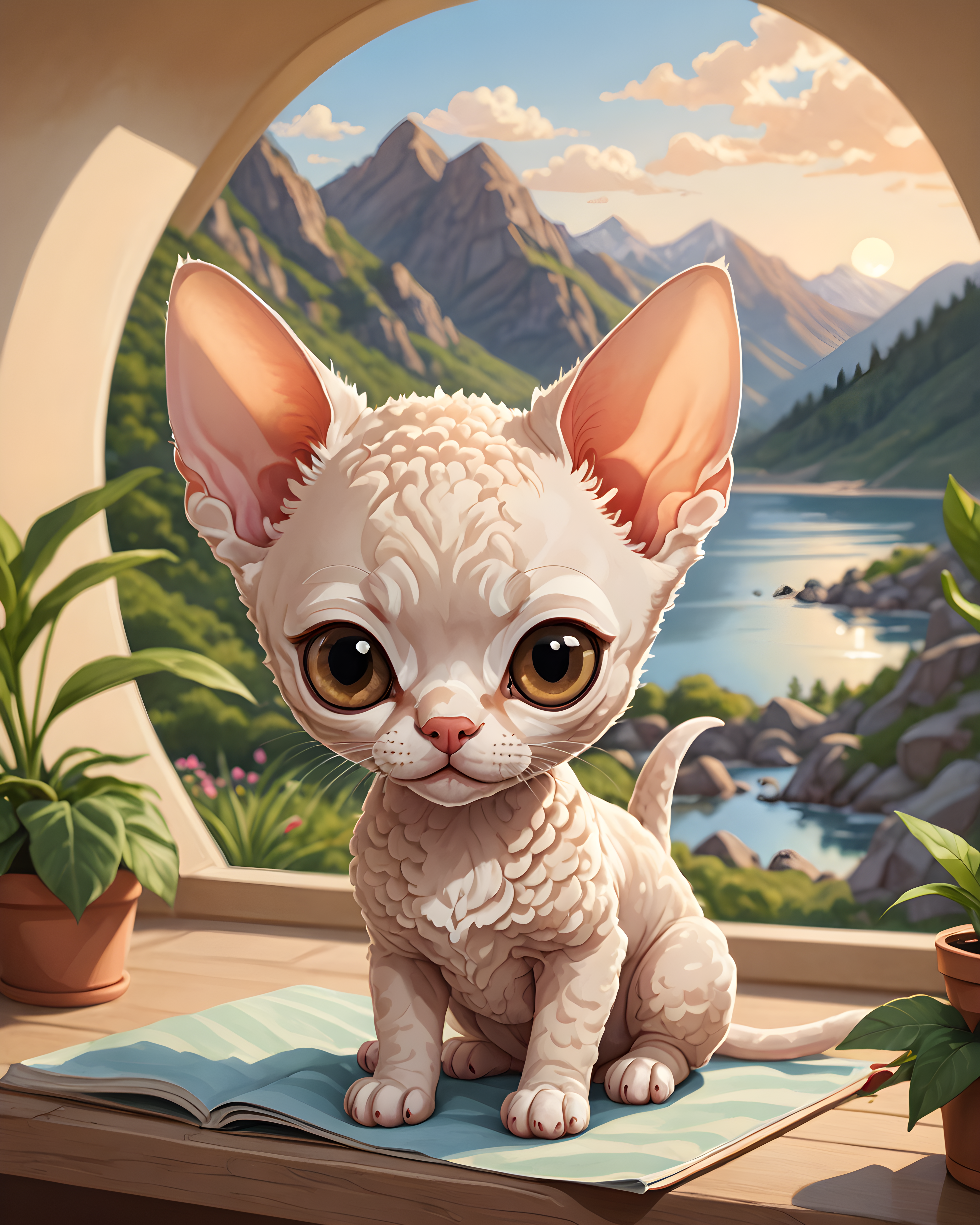Devon Rex — Cartoon / Kawaii (Sleepy)