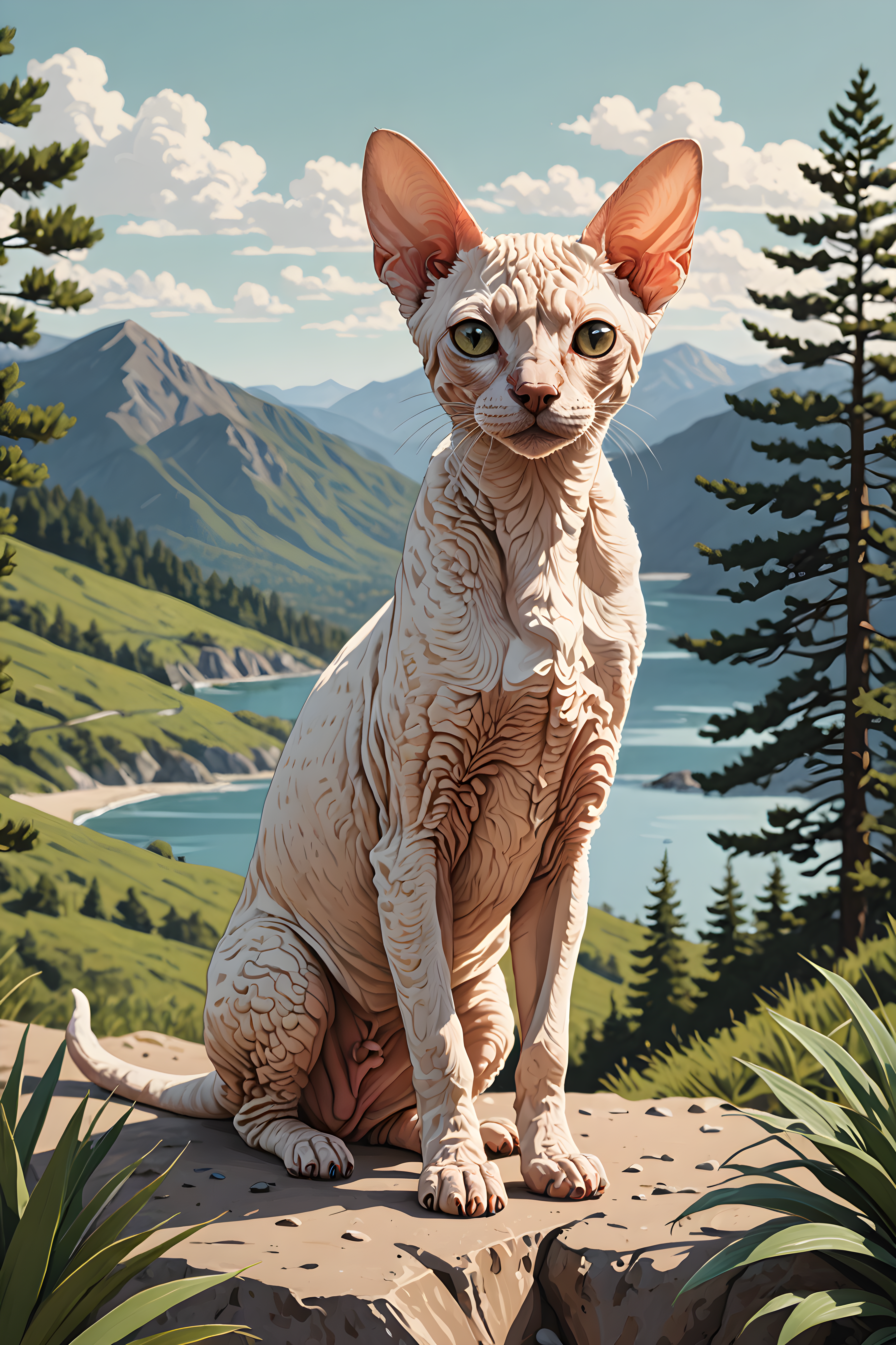 Devon Rex — Line Art (Aesthetic)