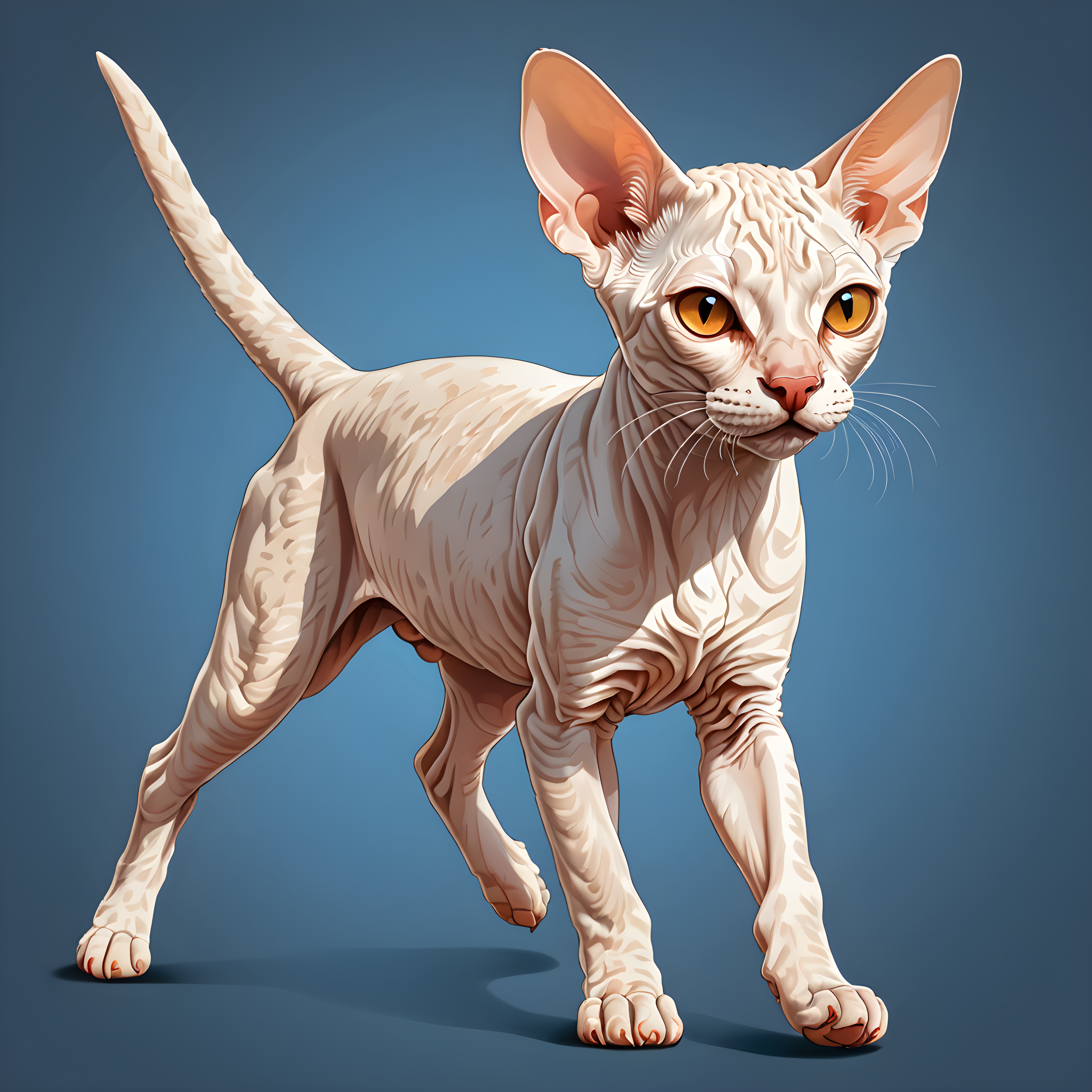 Devon Rex — Line Art (Energetic)
