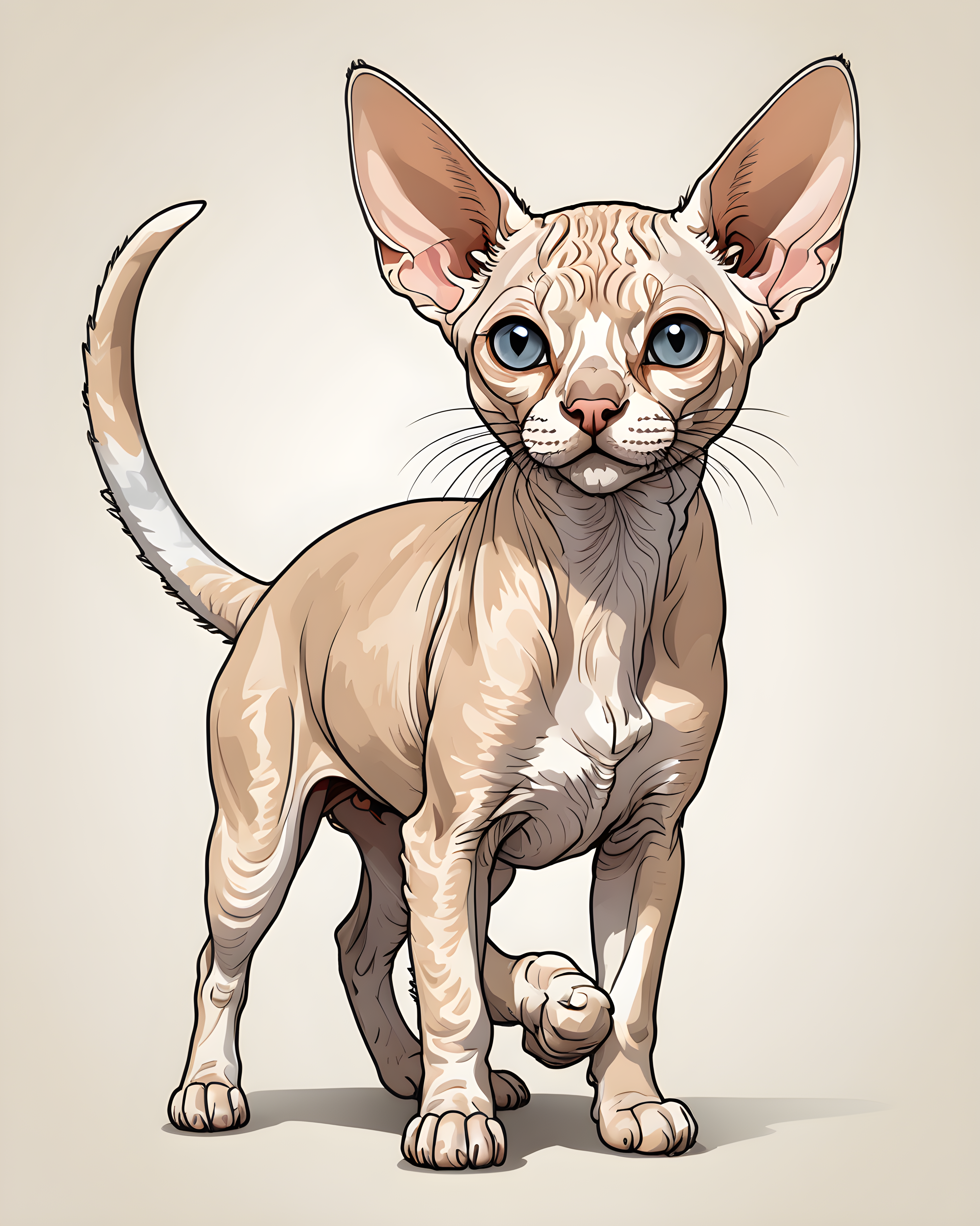 Devon Rex — Line Art (Energetic)