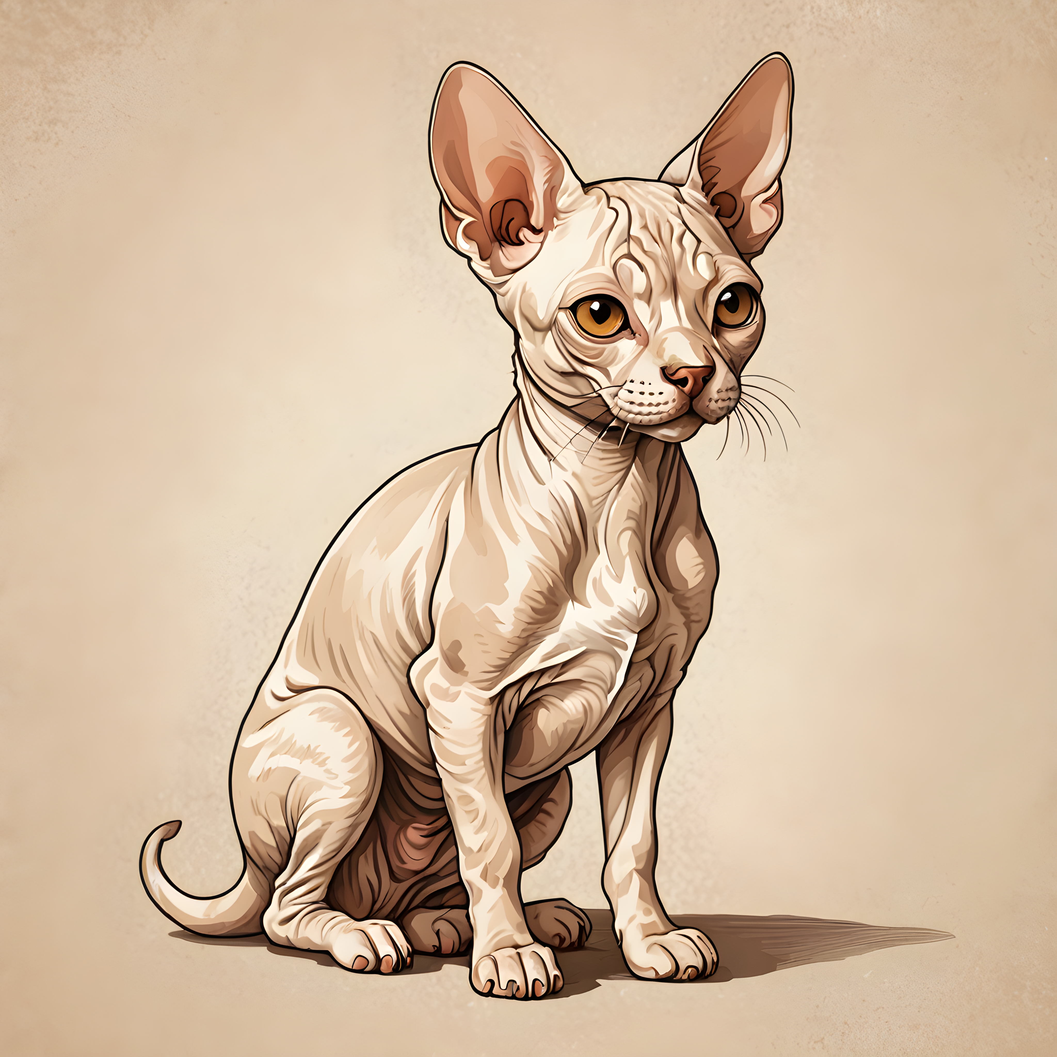 Devon Rex — Line Art (Romantic)