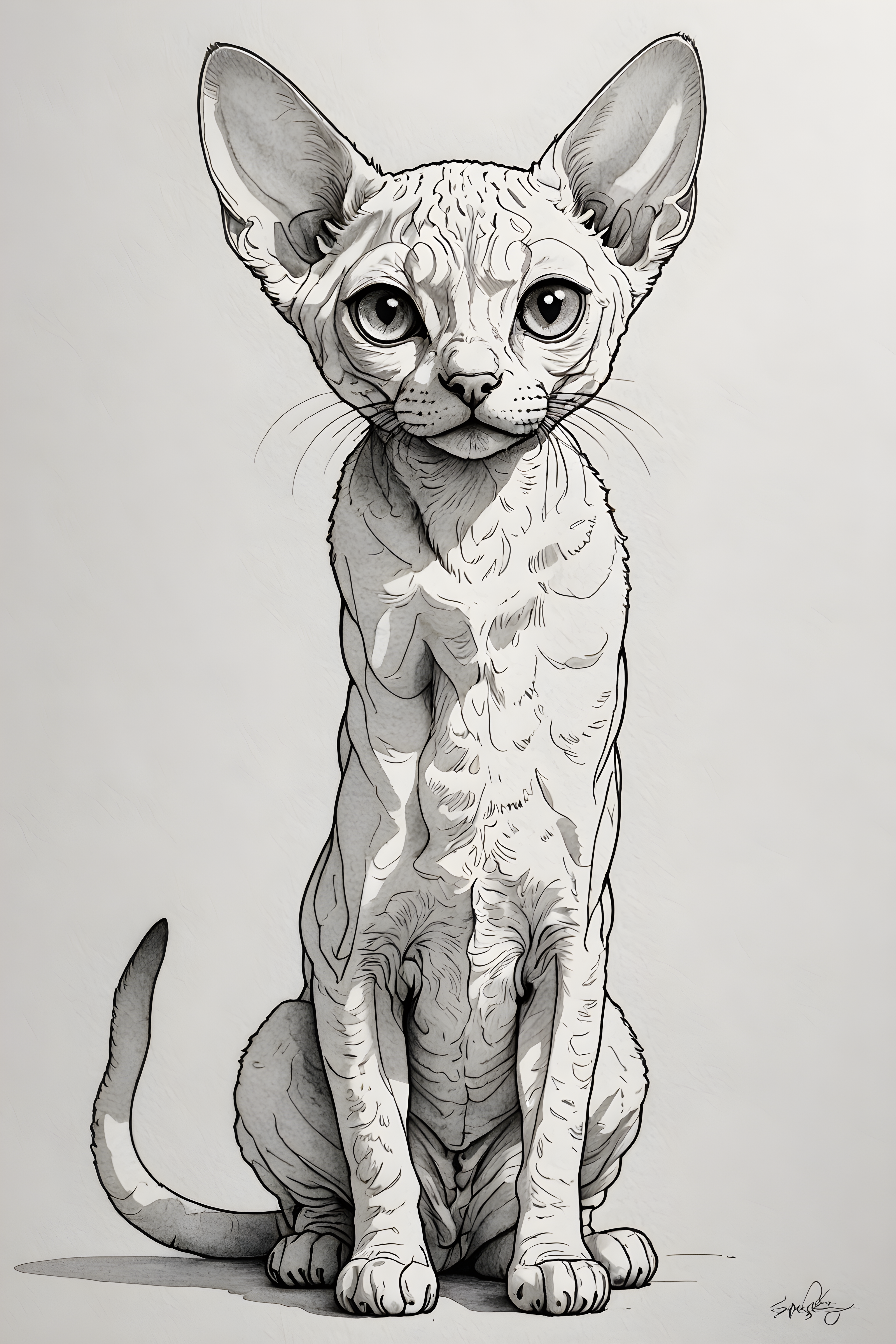 Devon Rex — Minimalist Line Art (Cute)