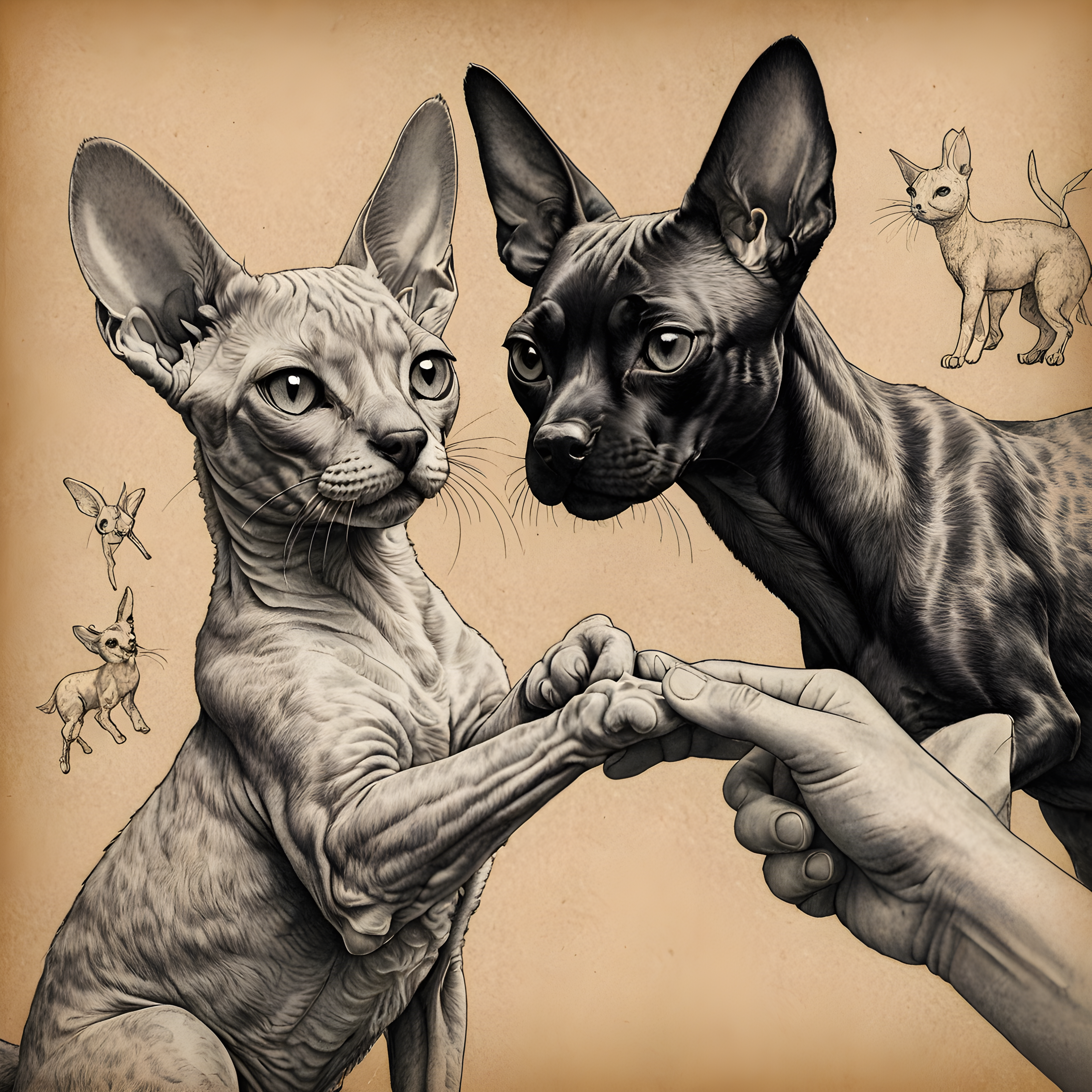 Devon Rex — Pencil Sketch (Fantasy)