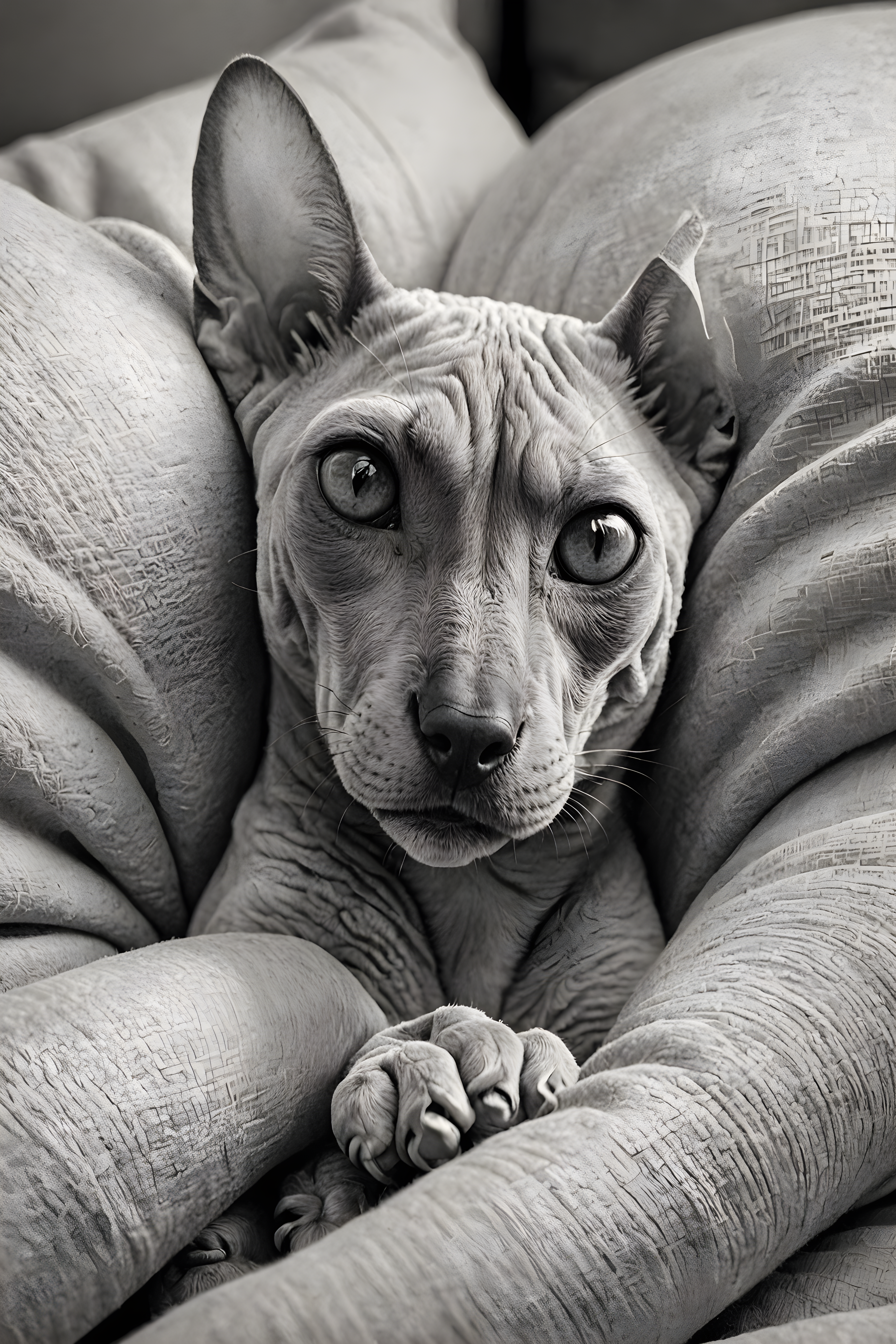 Devon Rex — Pencil Sketch (Sleepy)