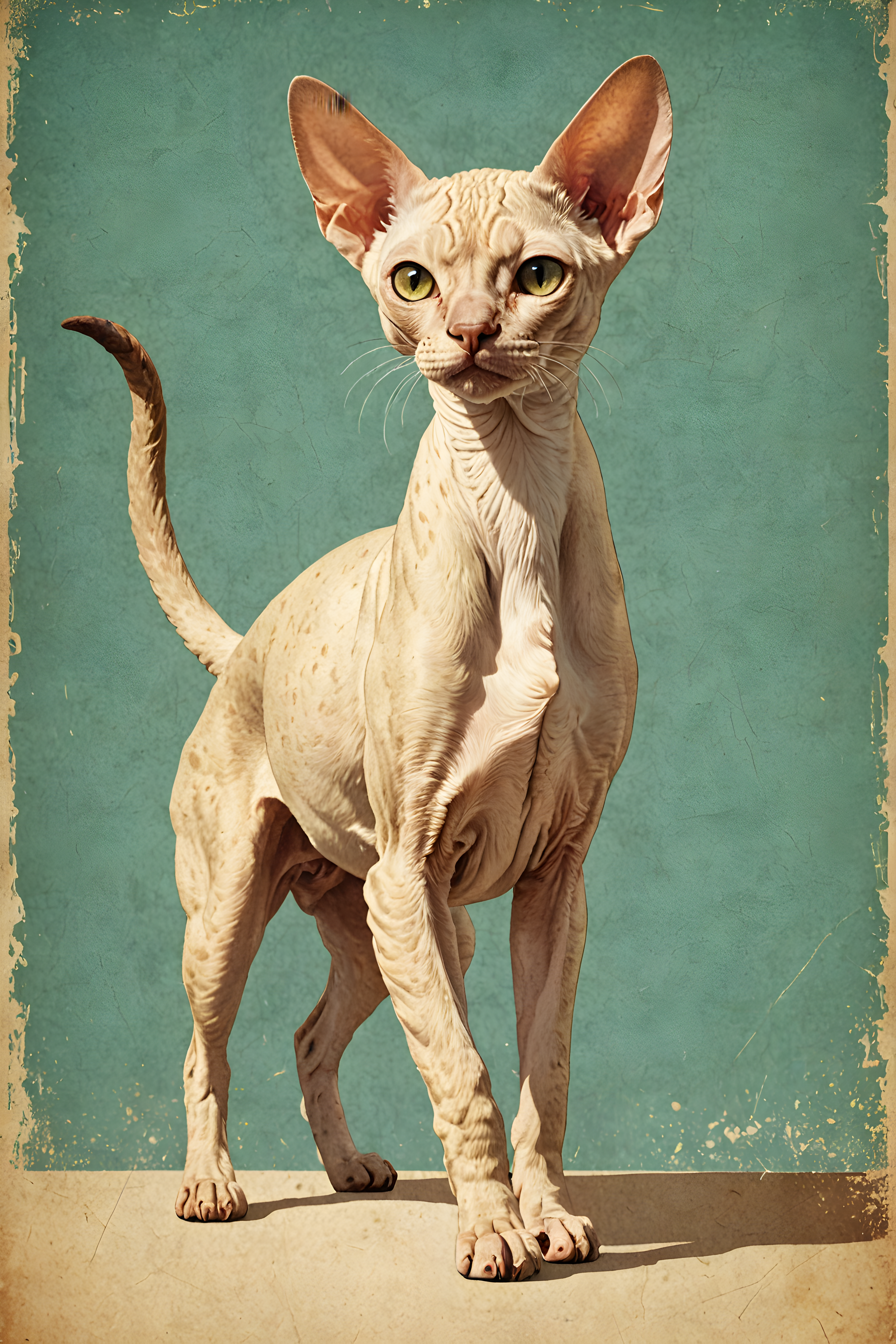 Devon Rex — Vintage Poster (Energetic)