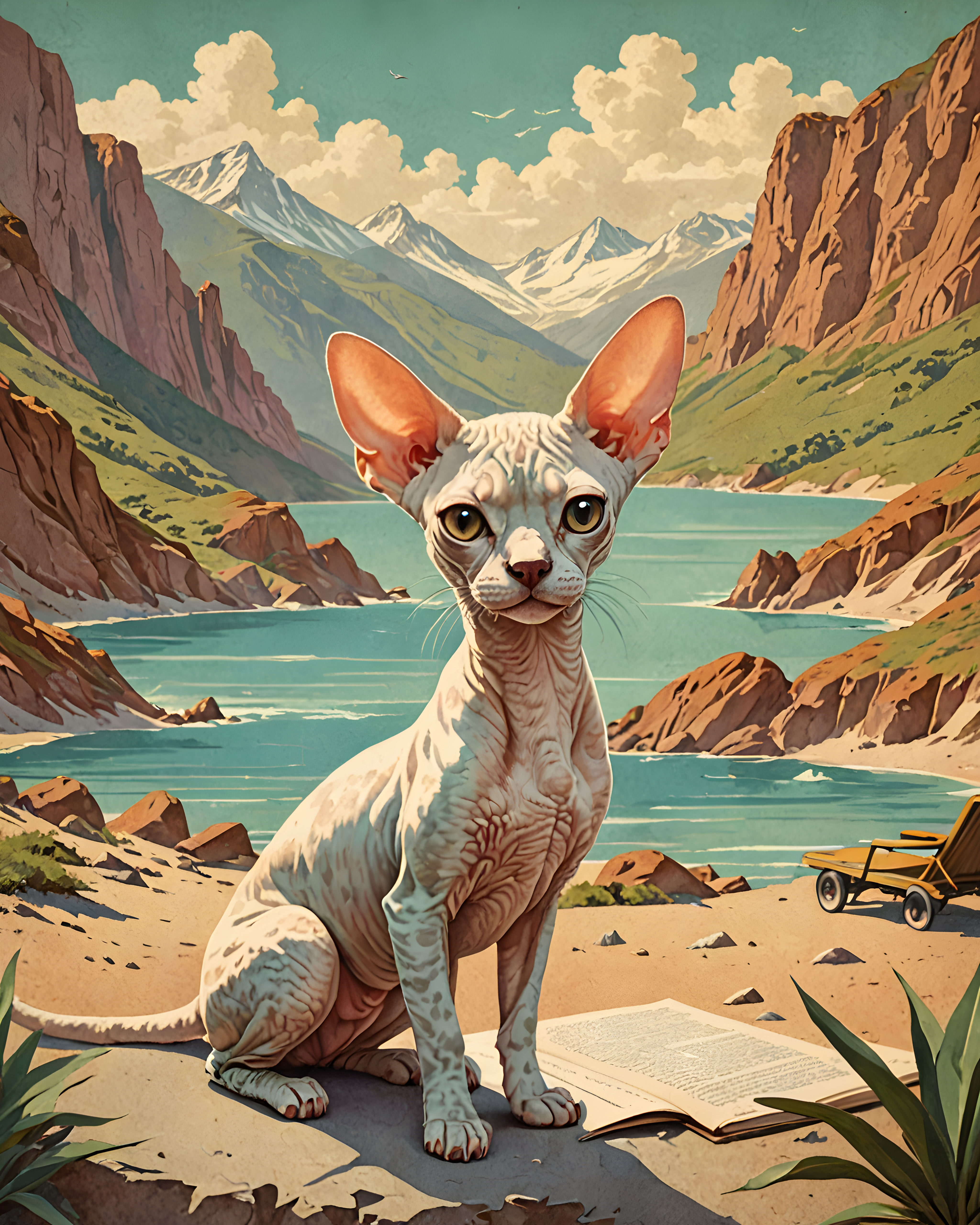 Devon Rex — Vintage Poster (Fantasy)