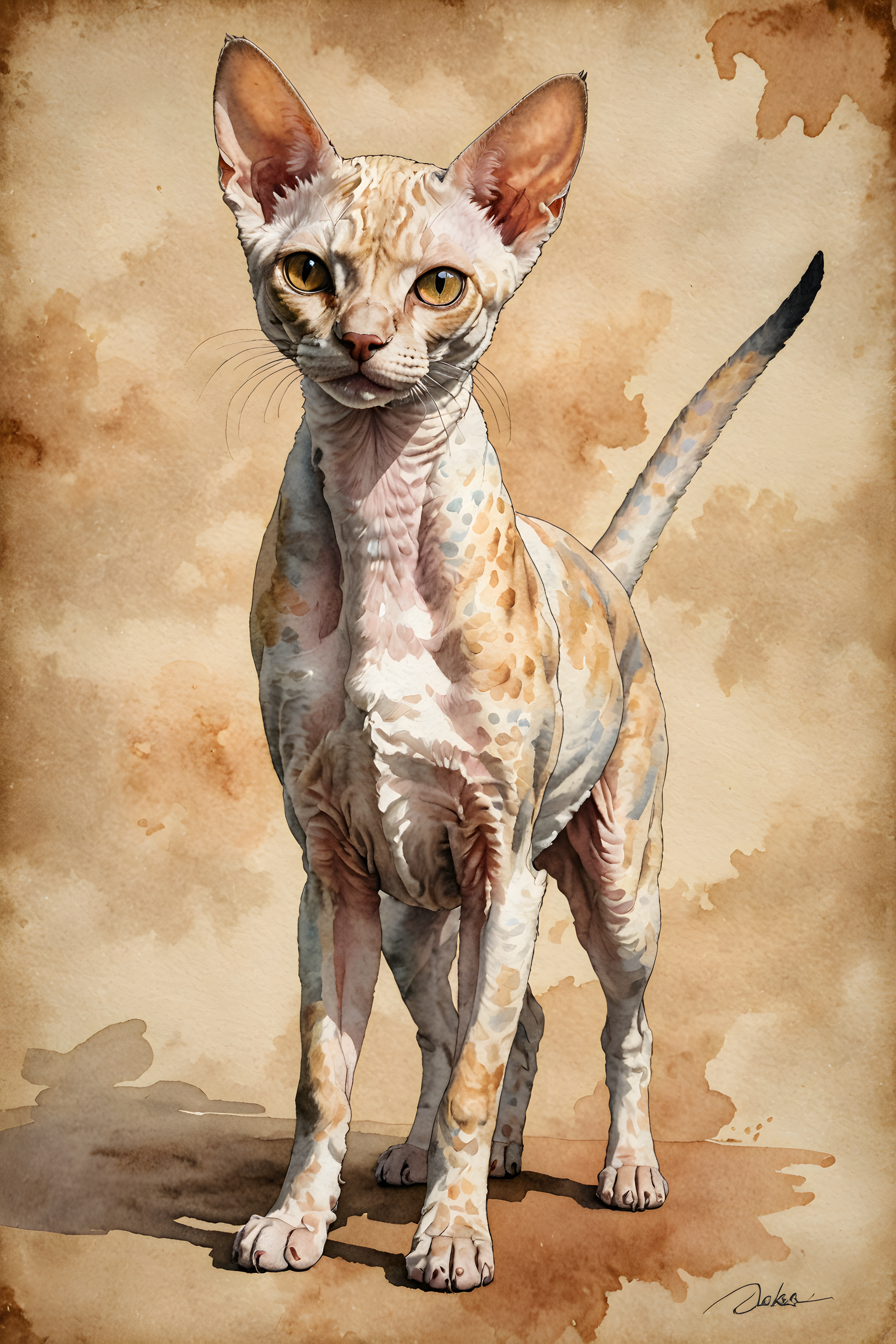 Devon Rex — Watercolor (Motivational)