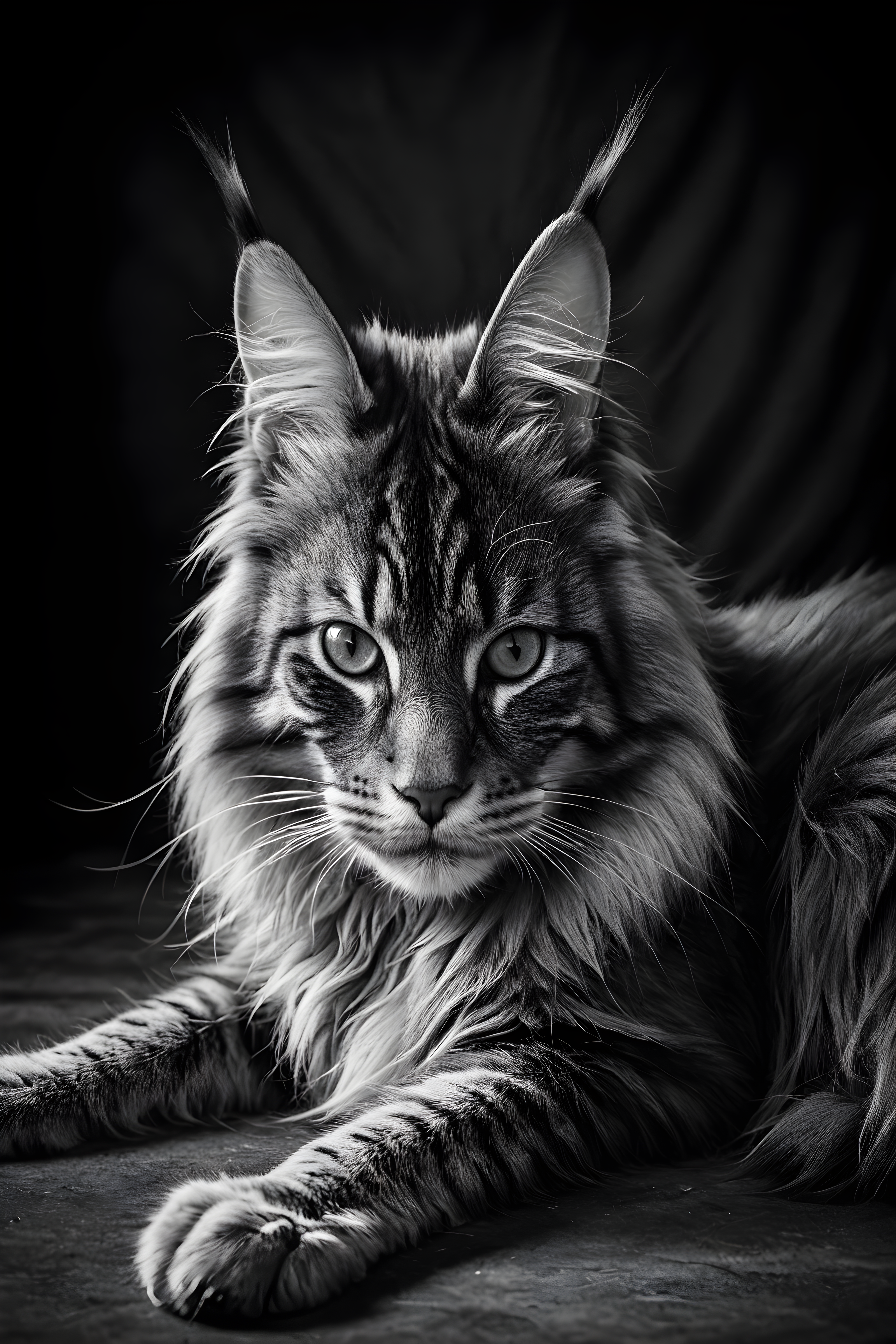 Maine Coon — Black & White (Fantasy)