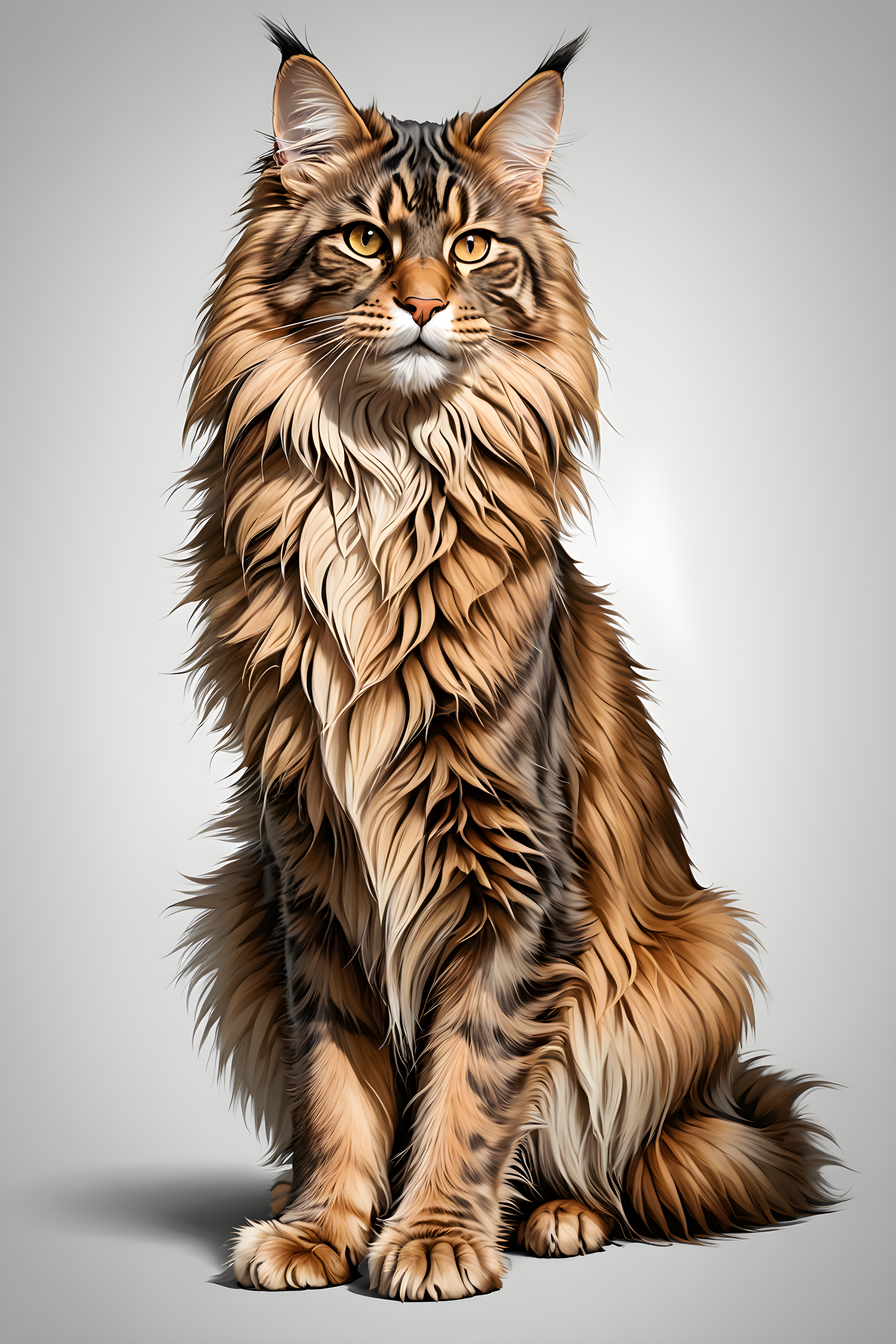 Maine Coon — Line Art (Energetic)