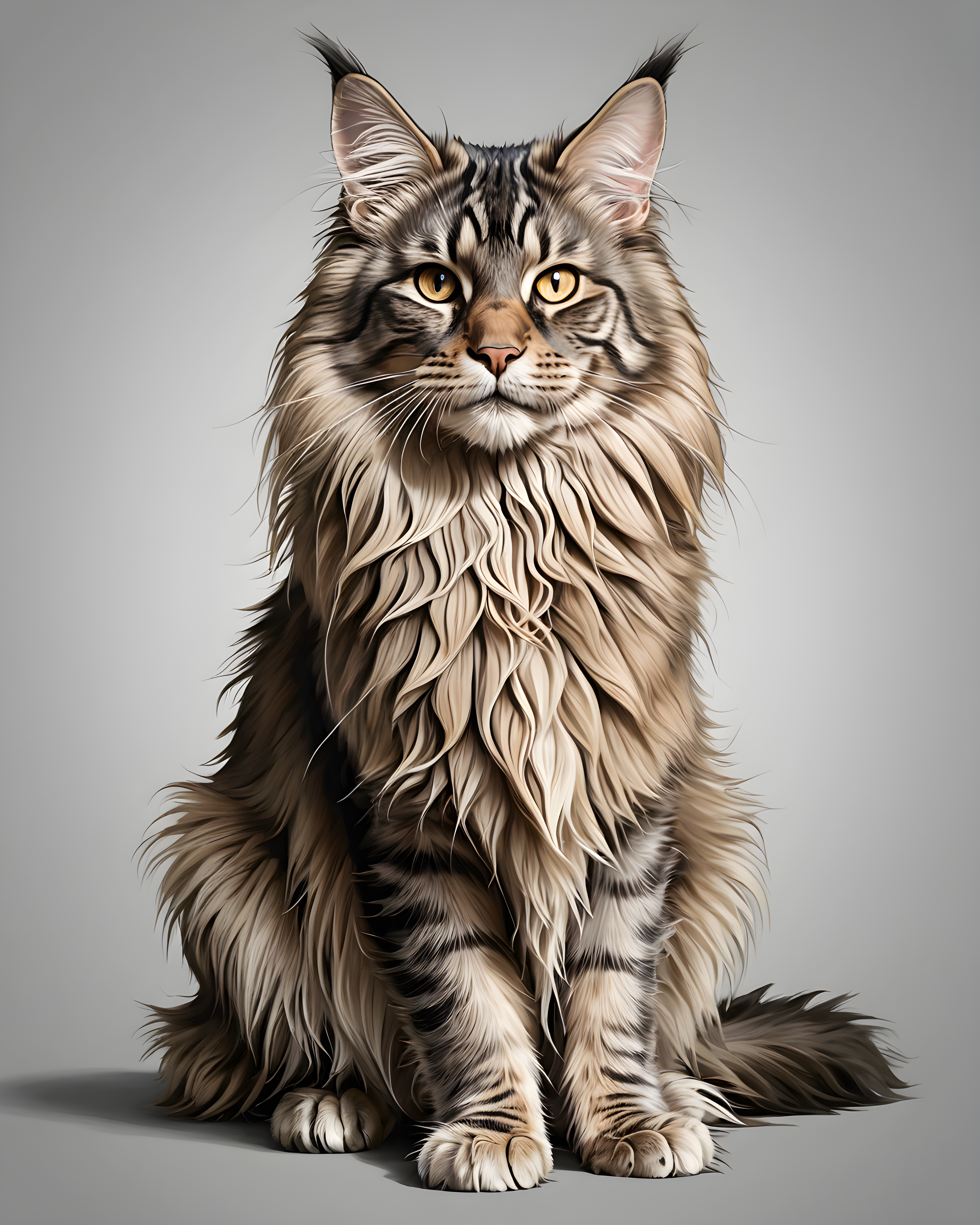 Maine Coon — Line Art (Playful)