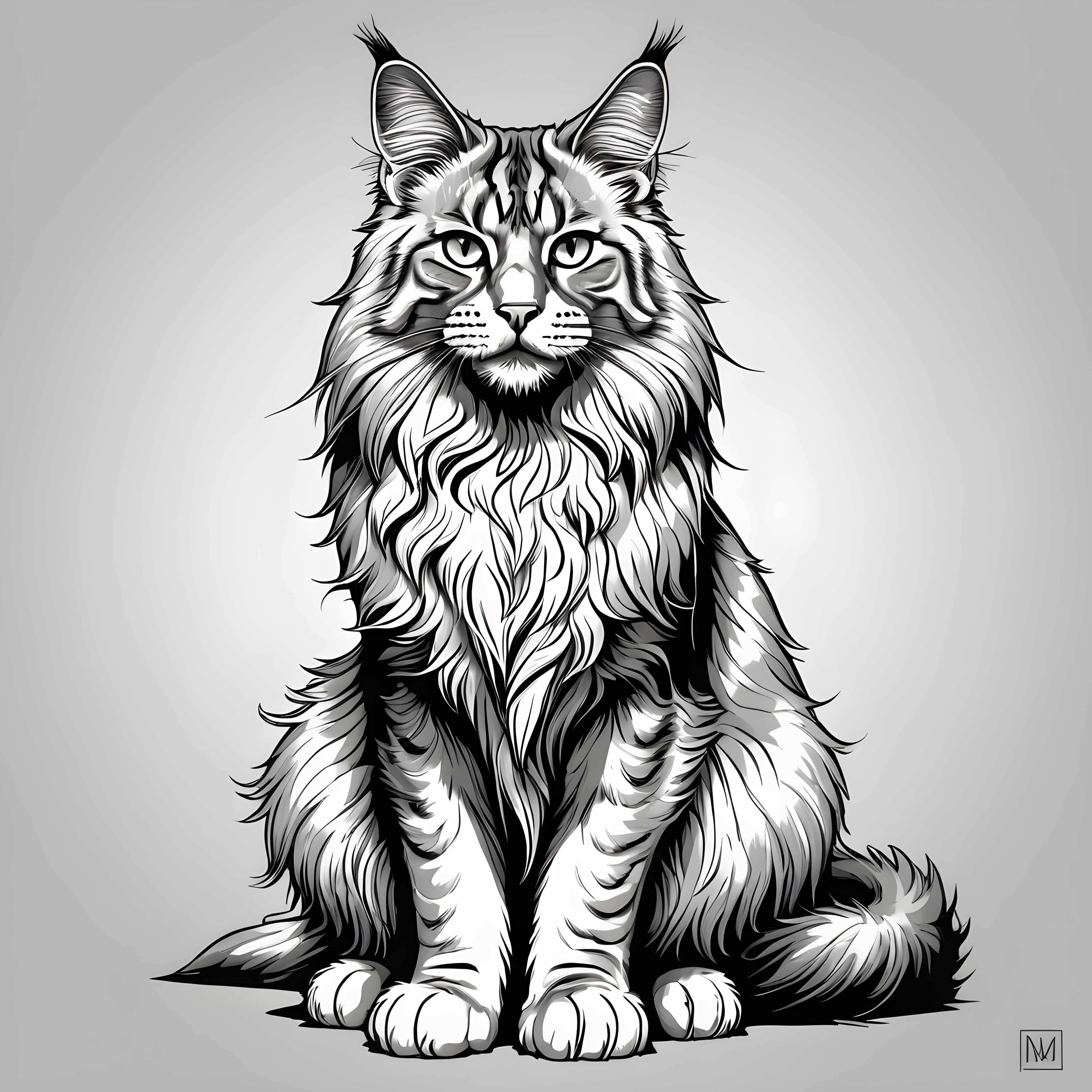Maine Coon — Line Art (Savage)