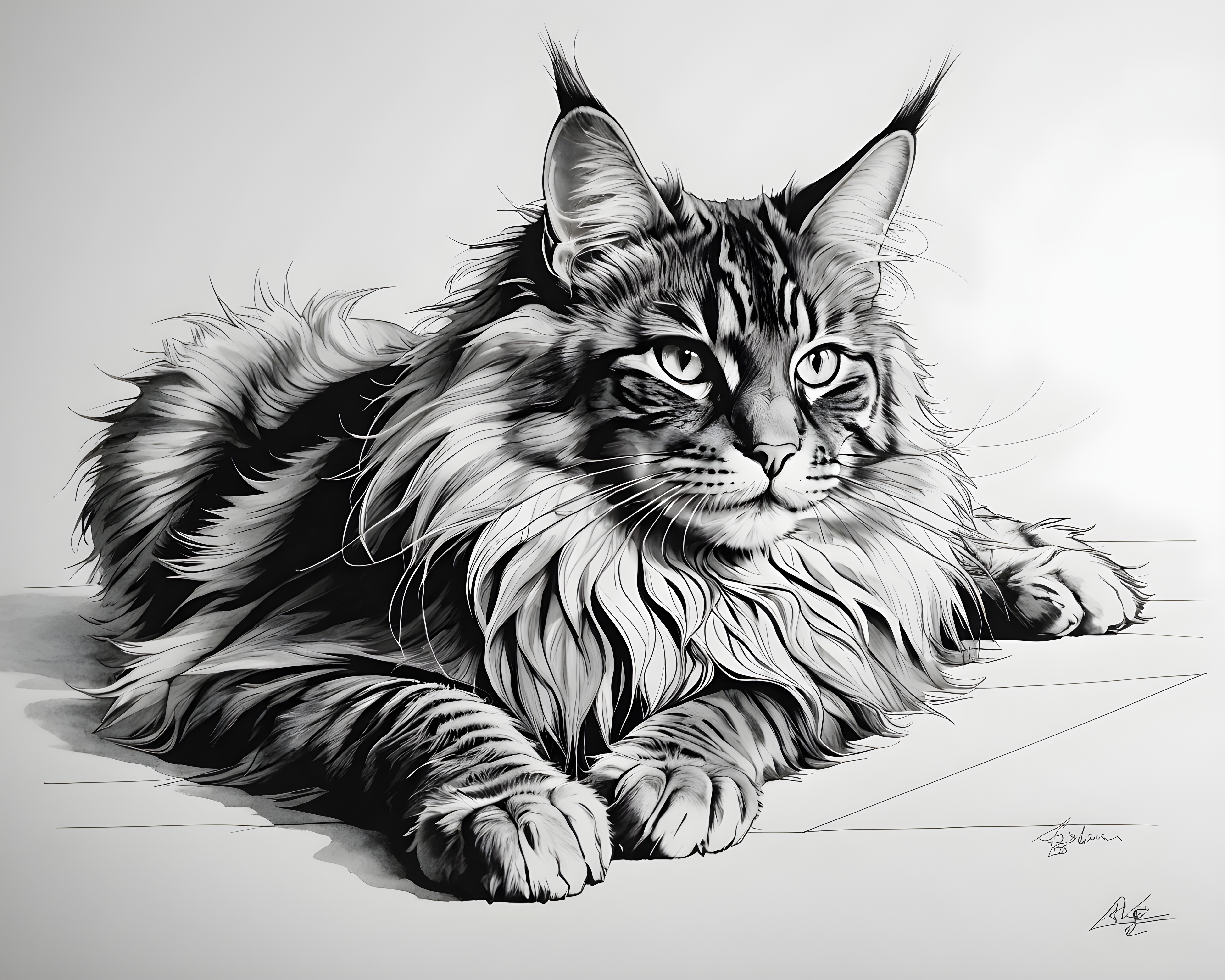 Maine Coon — Minimalist Line Art (Motivational)