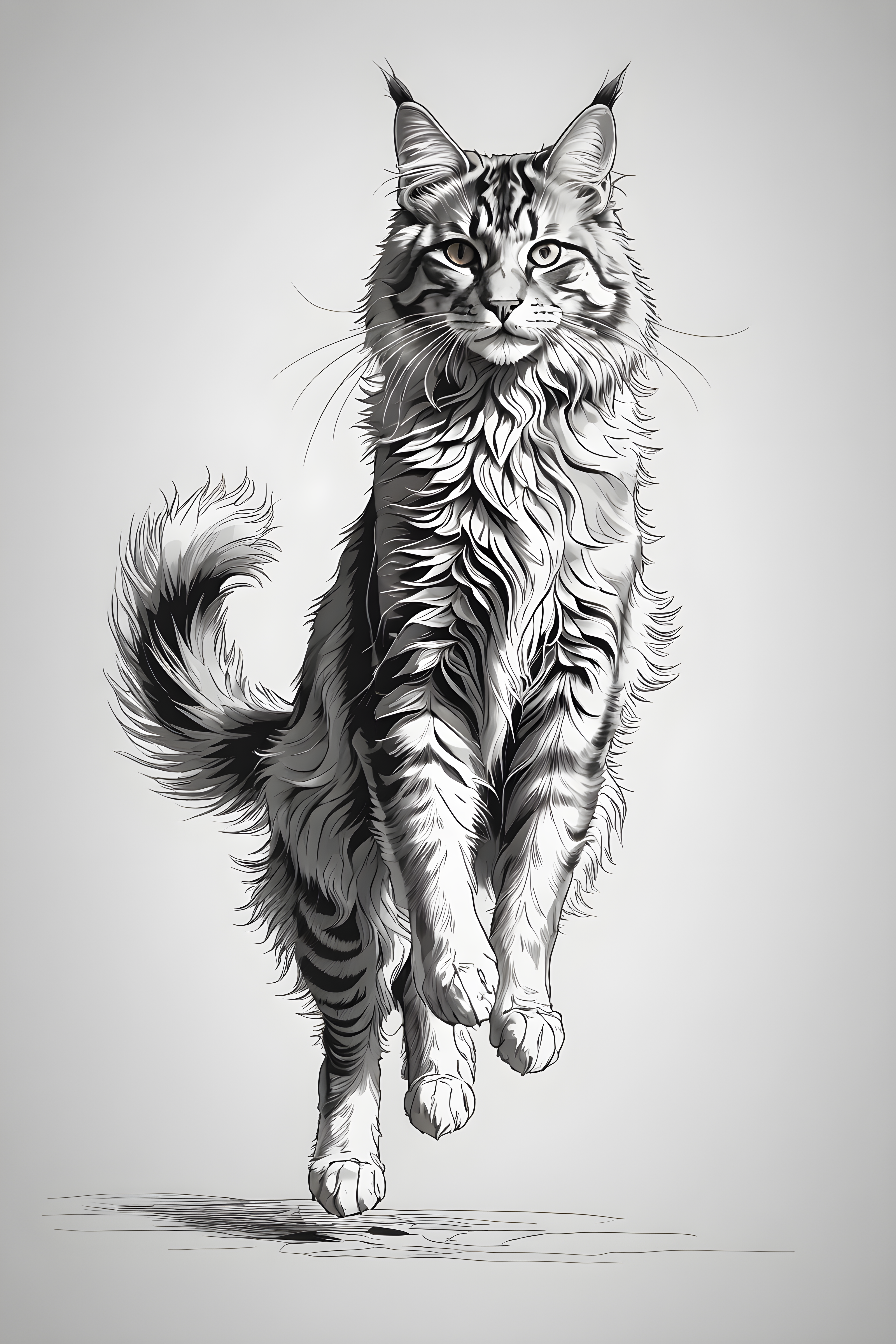 Maine Coon — Minimalist Line Art (Romantic)