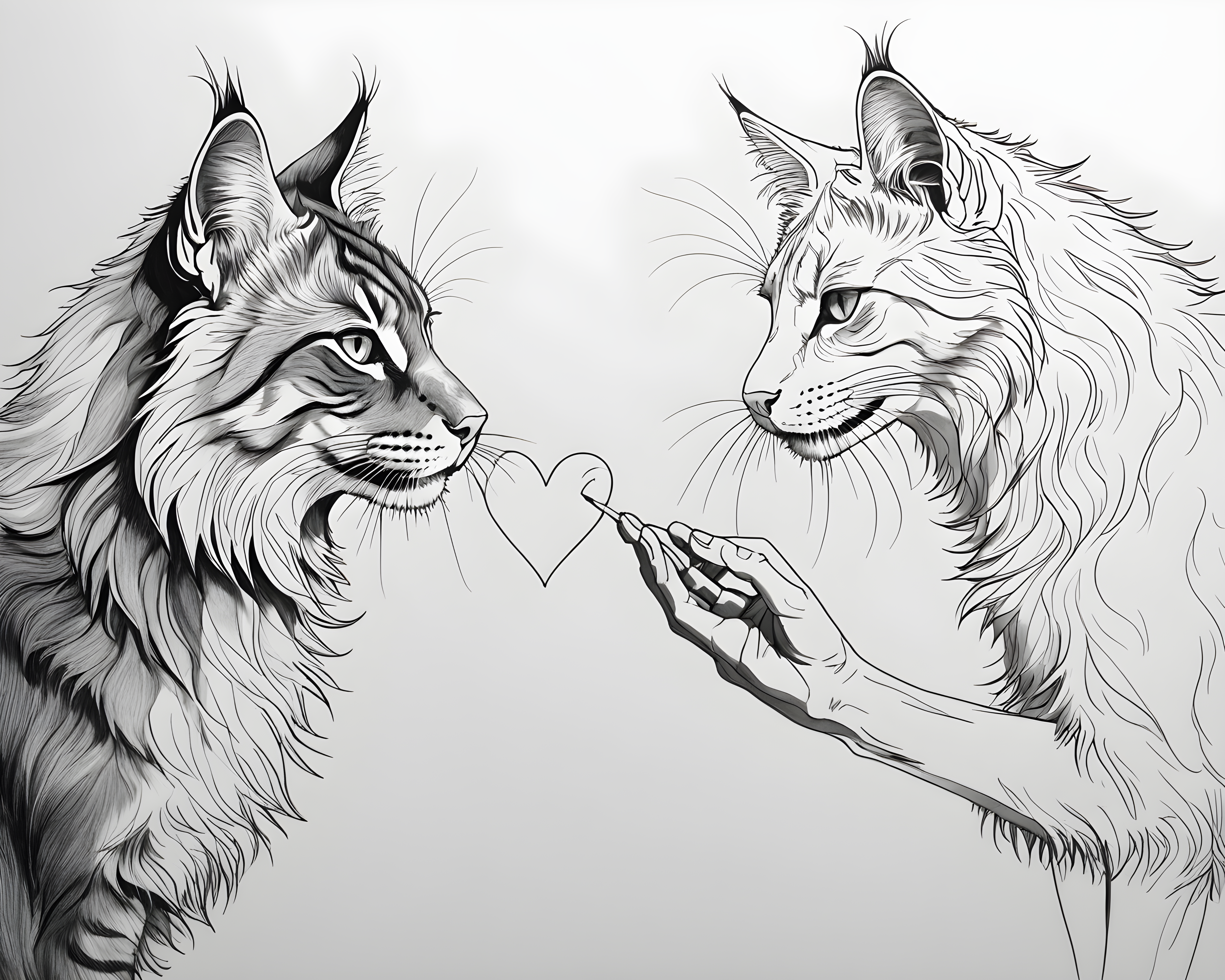 Maine Coon — Minimalist Line Art (Romantic)