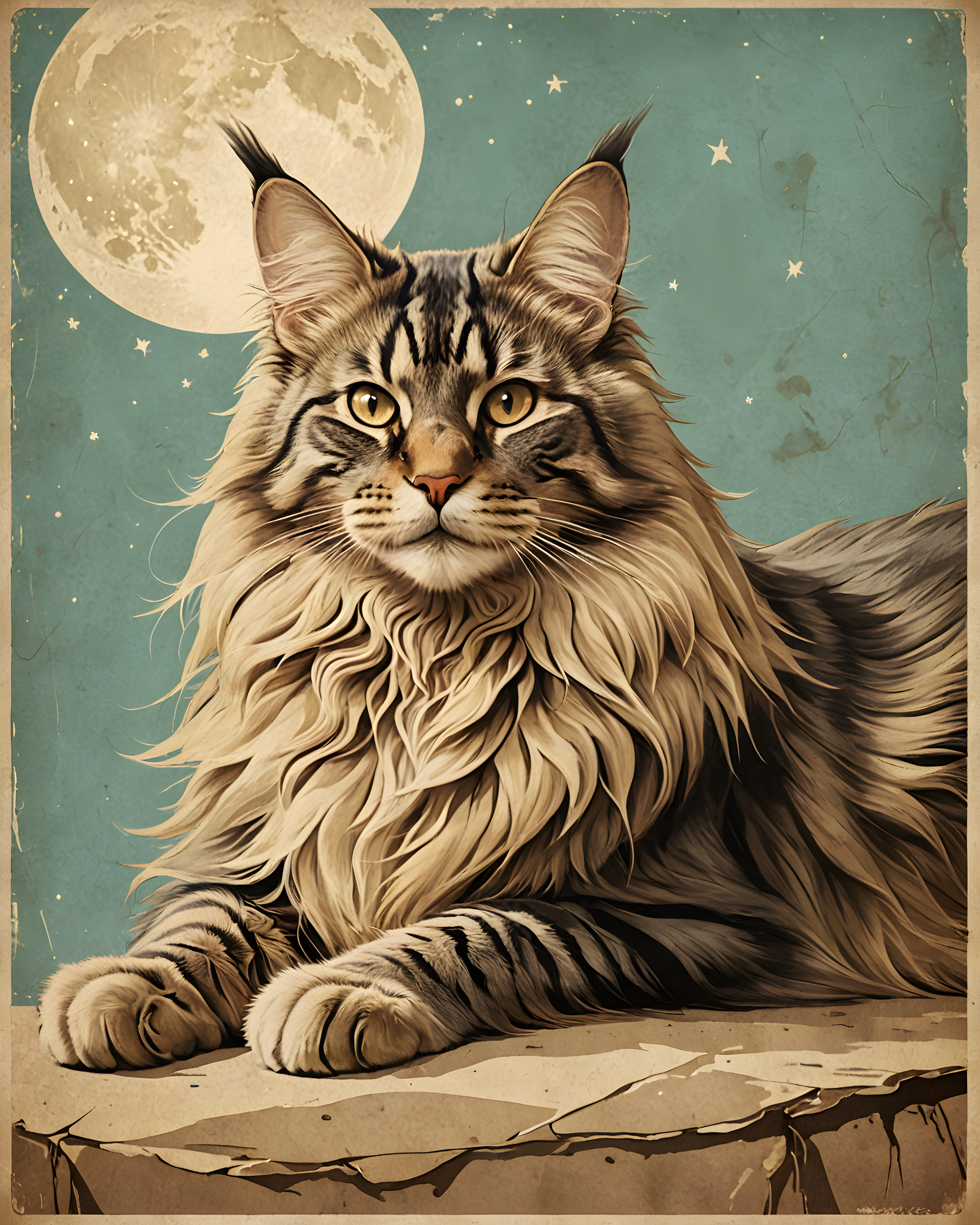 Maine Coon — Vintage Poster (Fantasy)