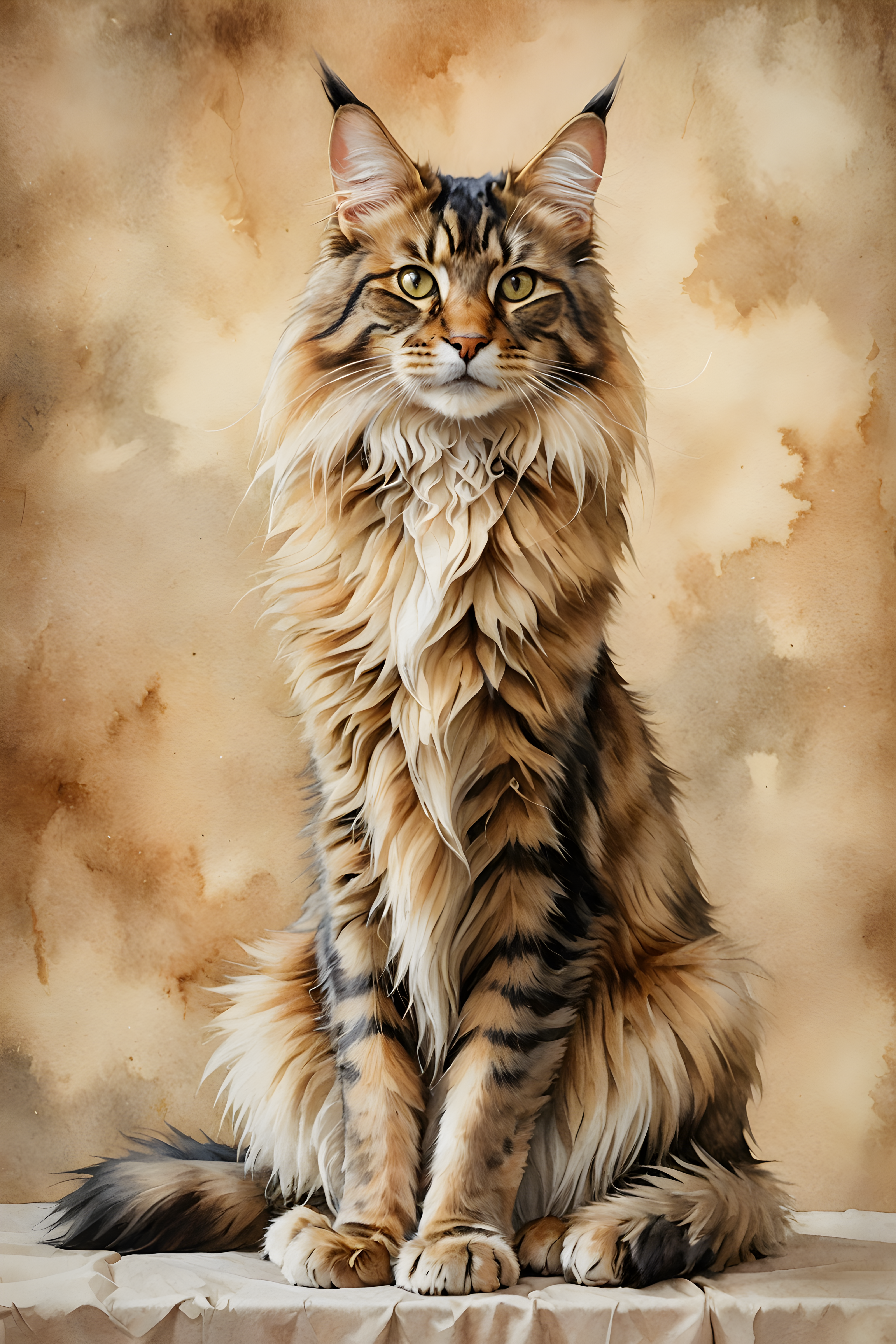 Maine Coon — Watercolor (Romantic)
