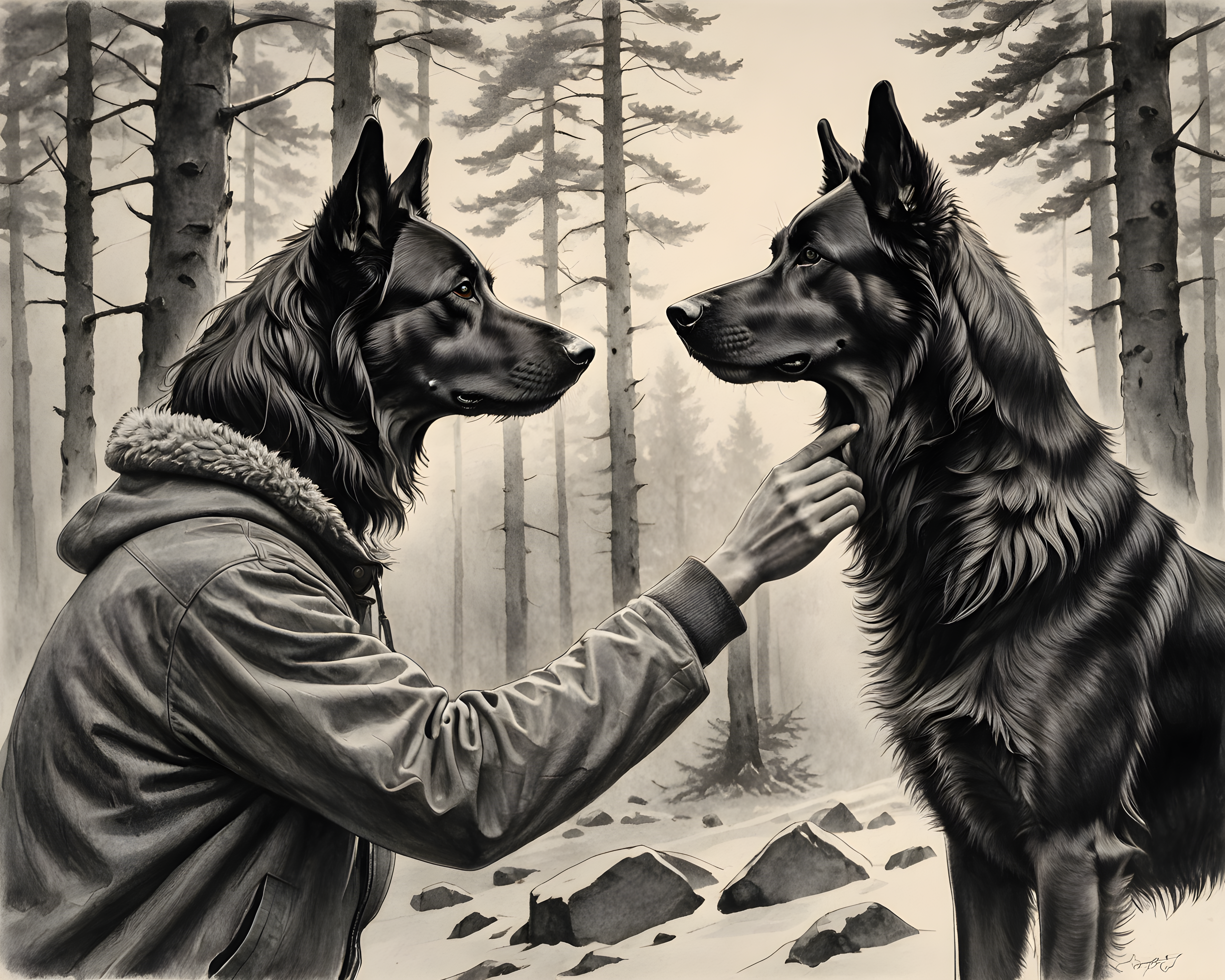 Norwegian Forest — Pencil Sketch (Motivational)