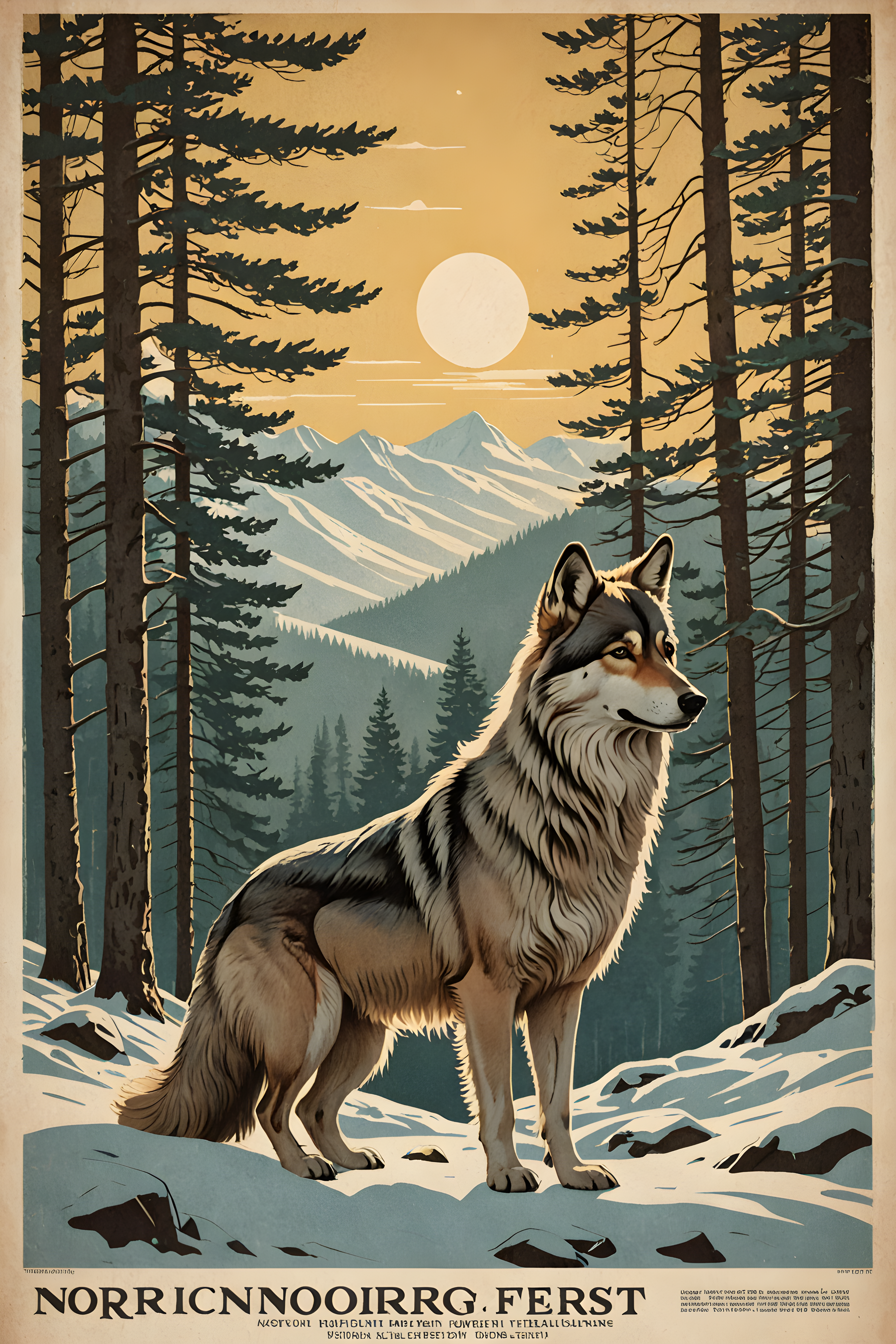 Norwegian Forest — Vintage Poster (Sleepy)