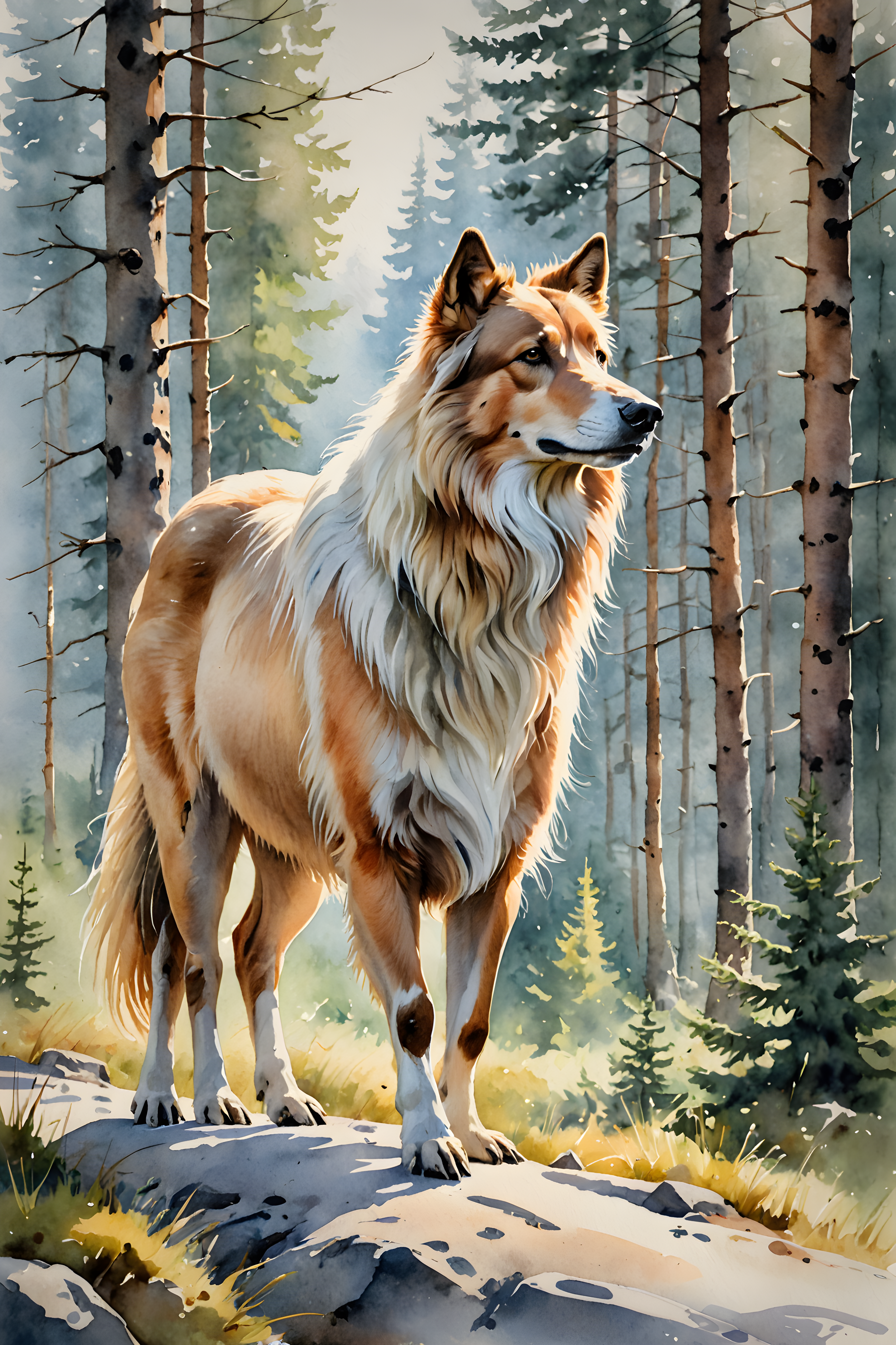 Norwegian Forest — Watercolor (Energetic)
