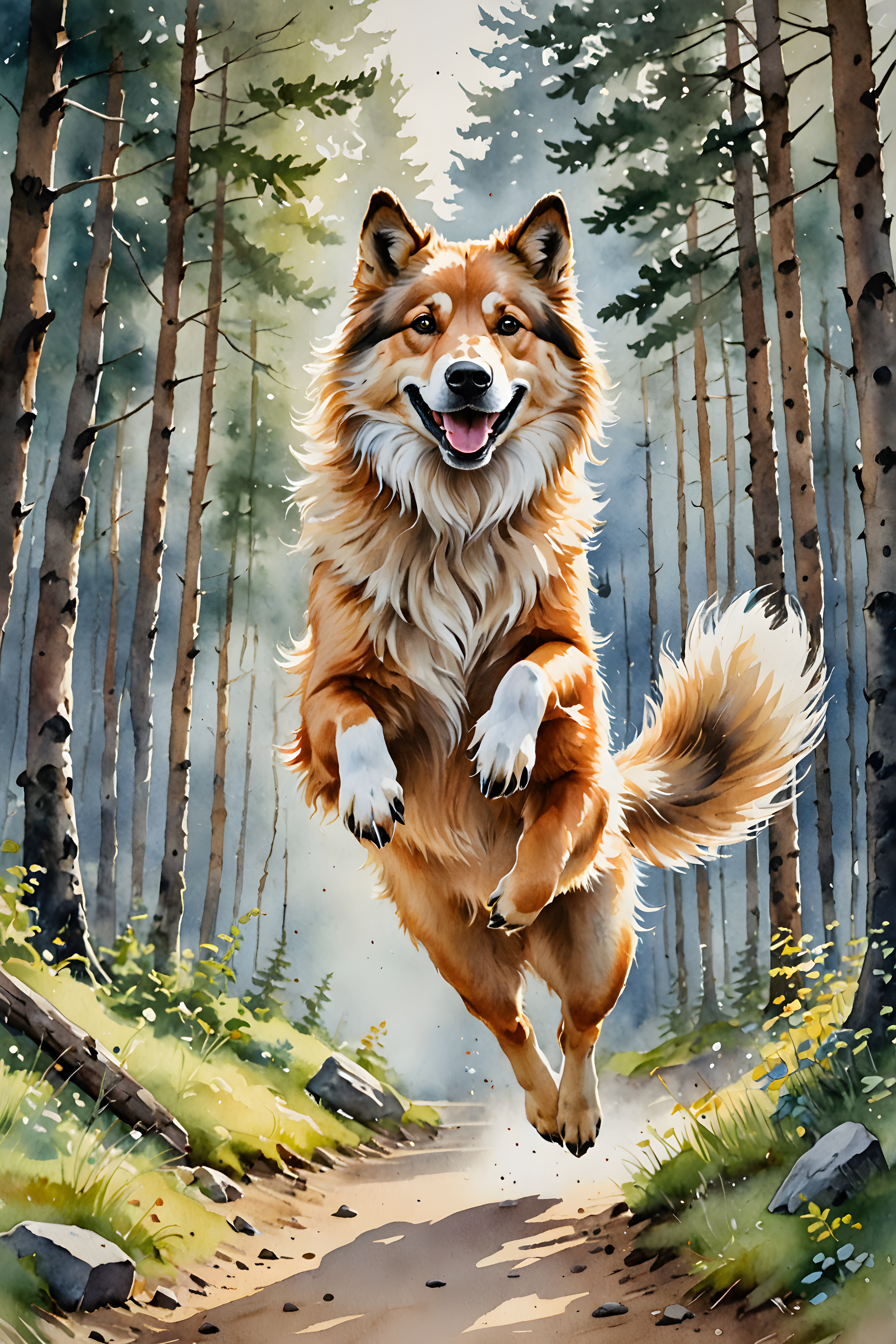 Norwegian Forest — Watercolor (Happy)