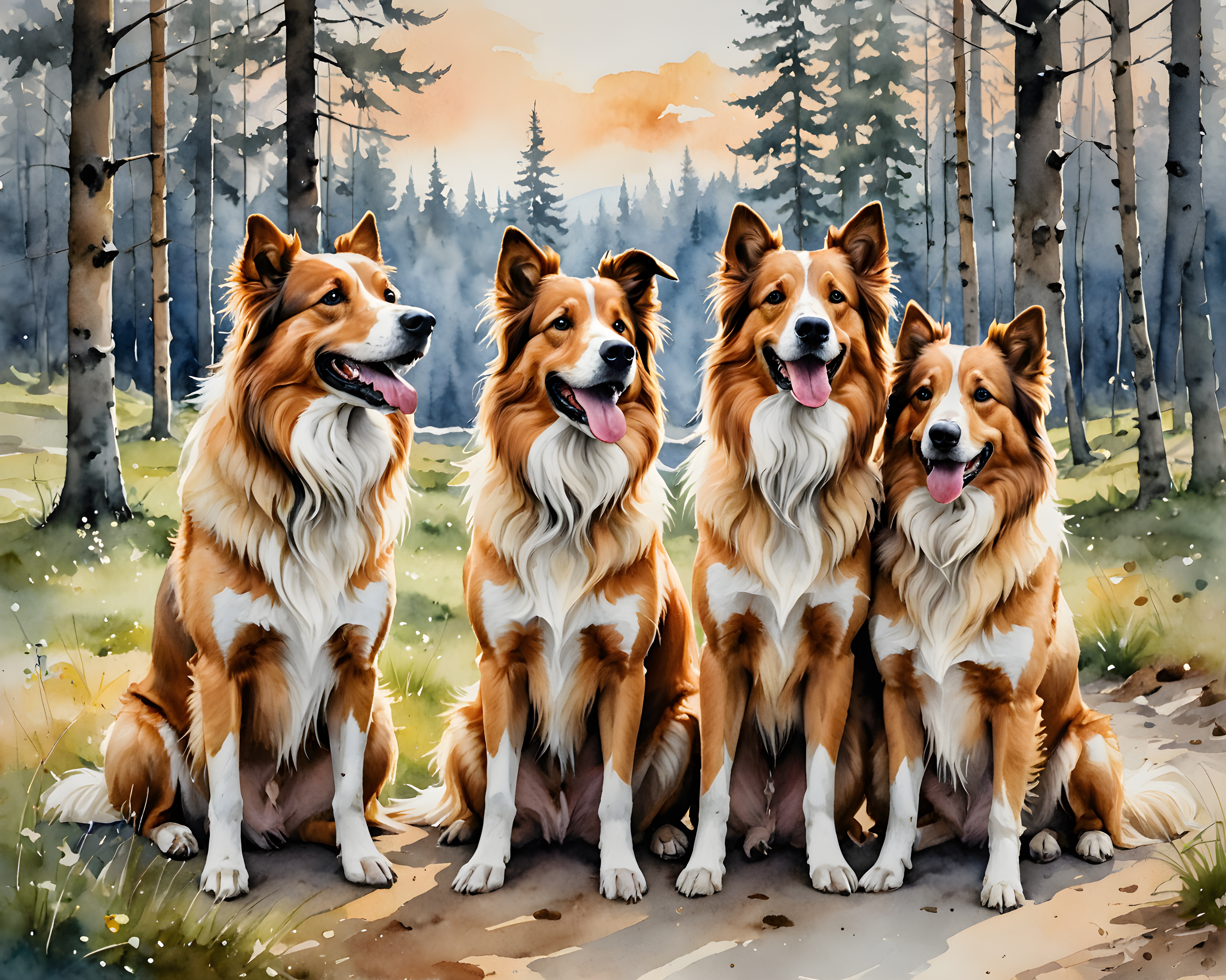 Norwegian Forest — Watercolor (Happy)