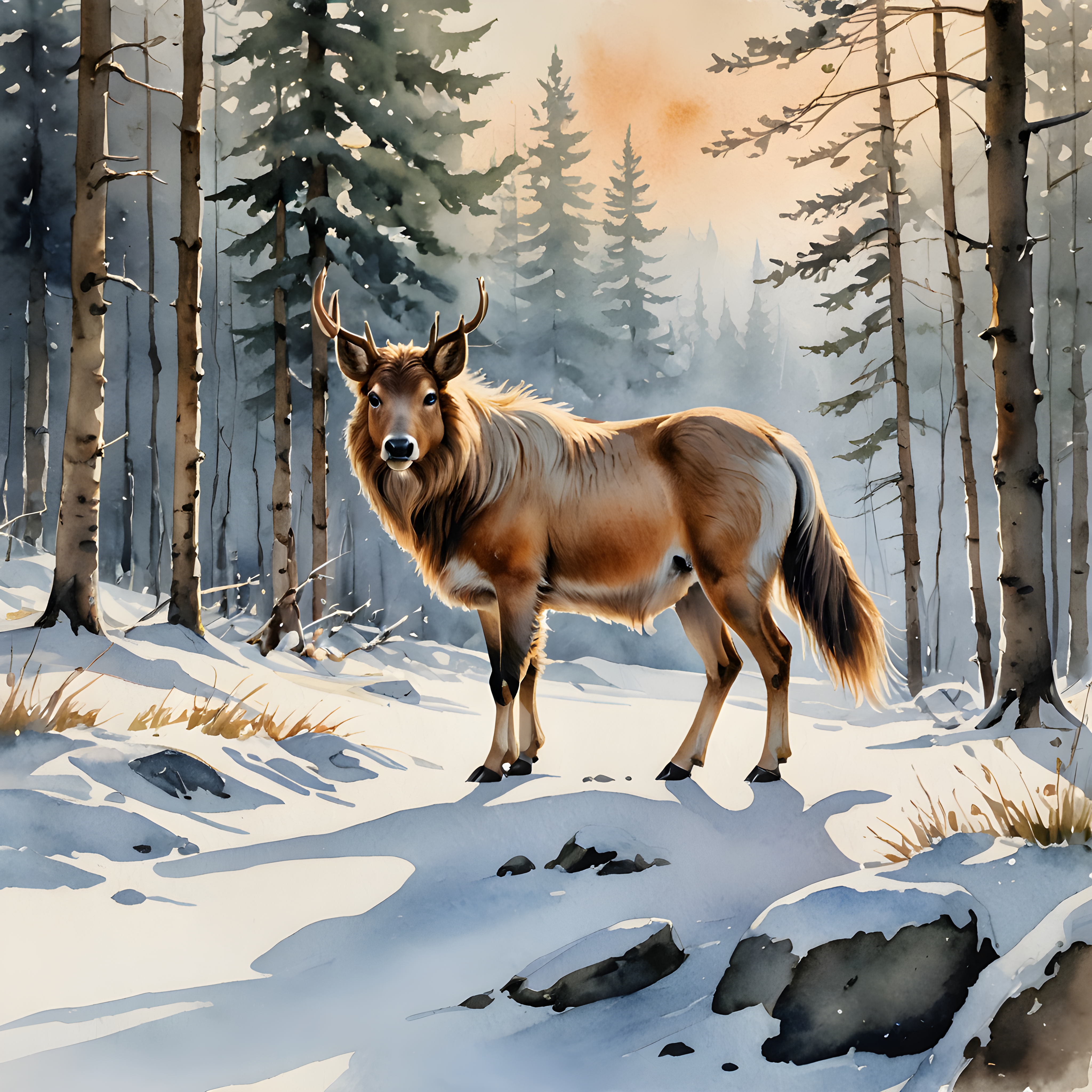 Norwegian Forest — Watercolor (Romantic)