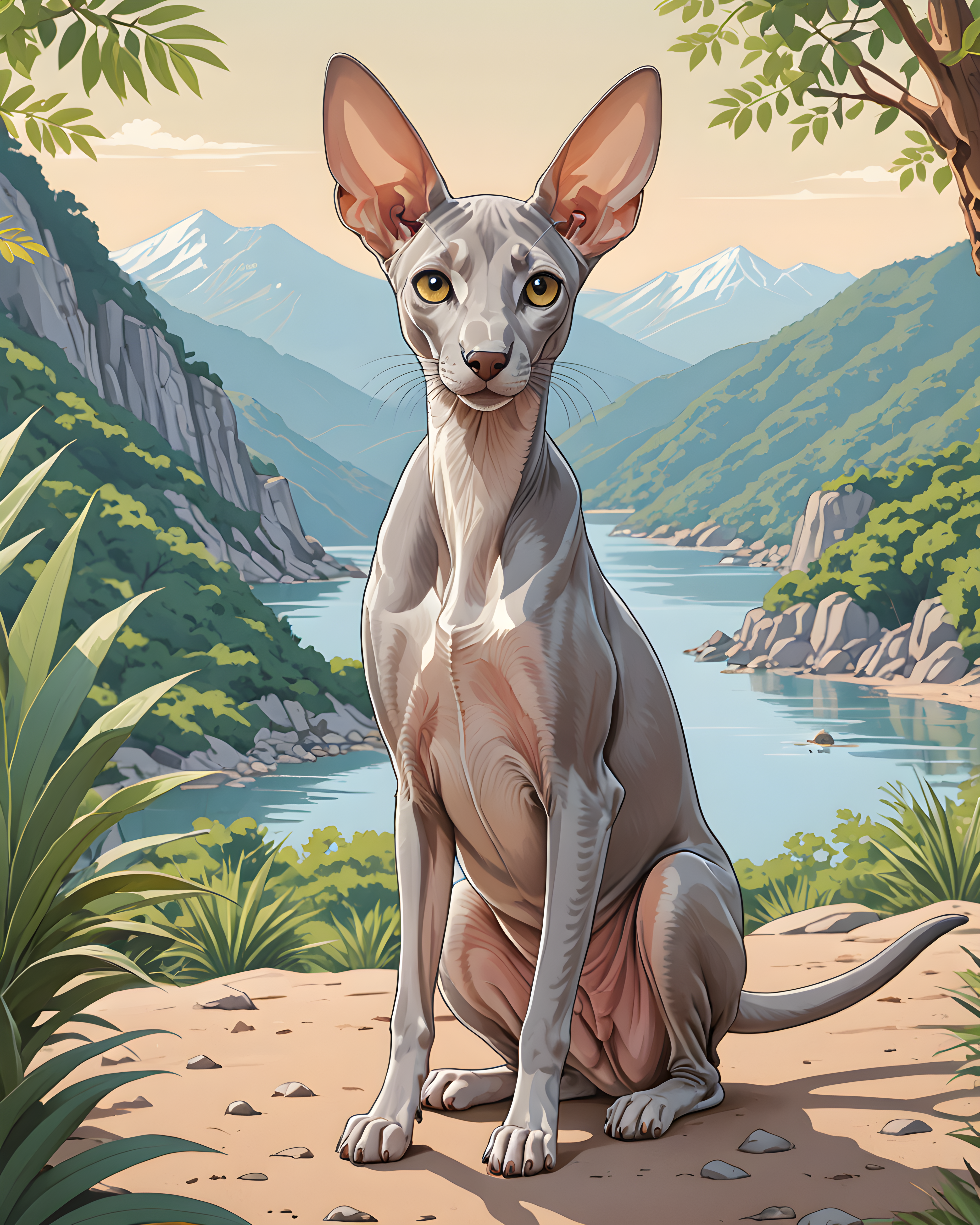 Oriental Shorthair — Line Art (Cute)