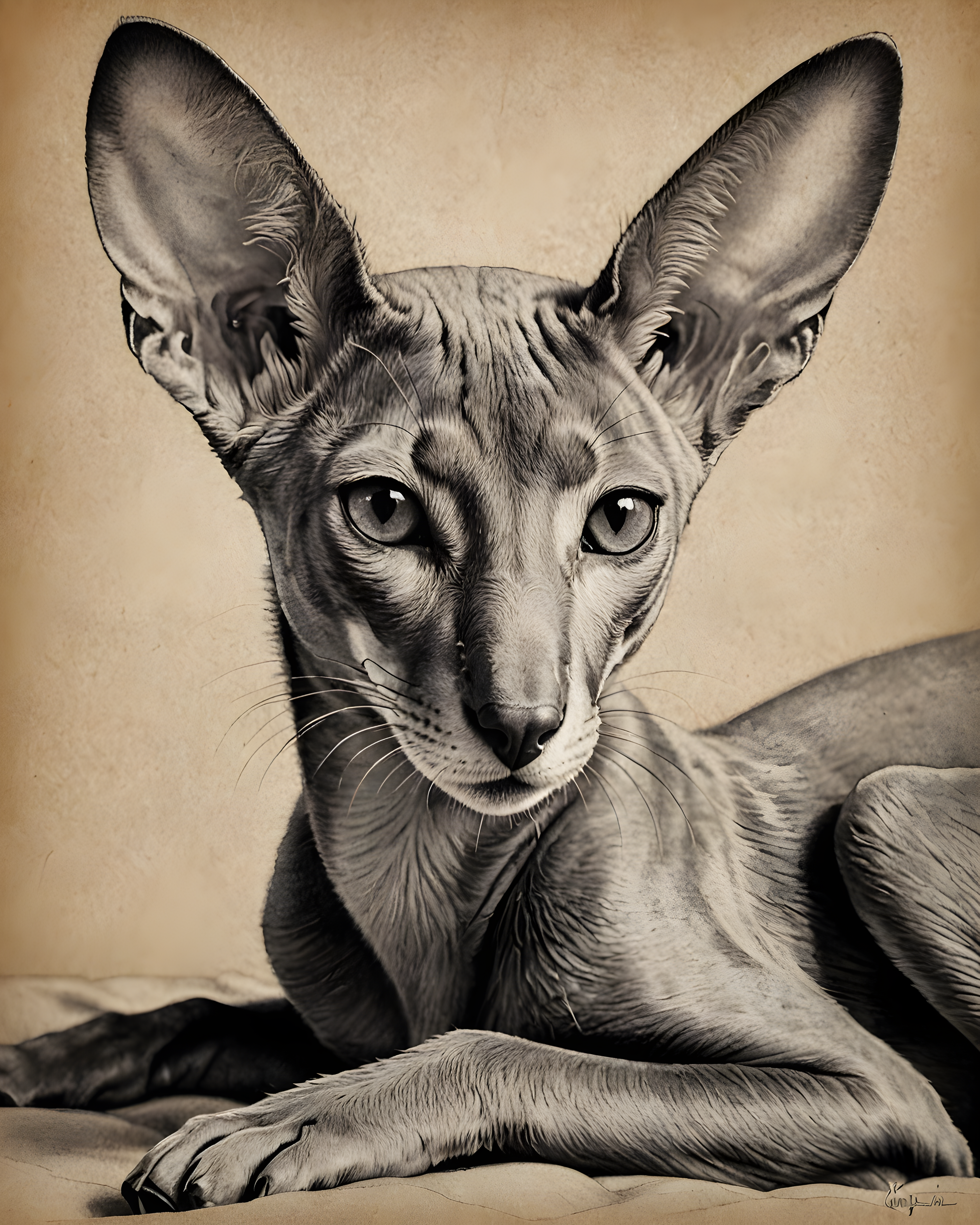 Oriental Shorthair — Pencil Sketch (Sleepy)