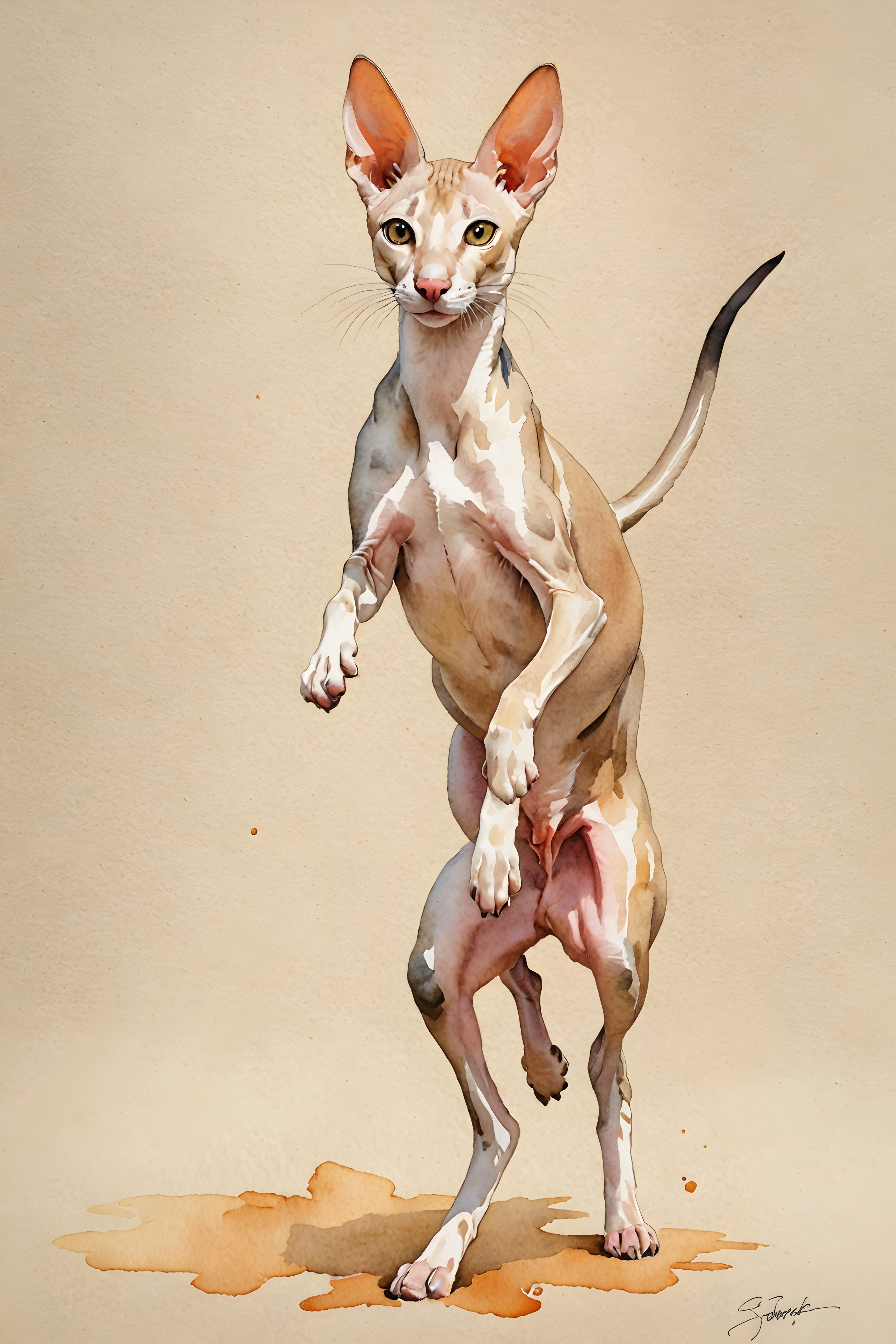 Oriental Shorthair — Watercolor (Playful)