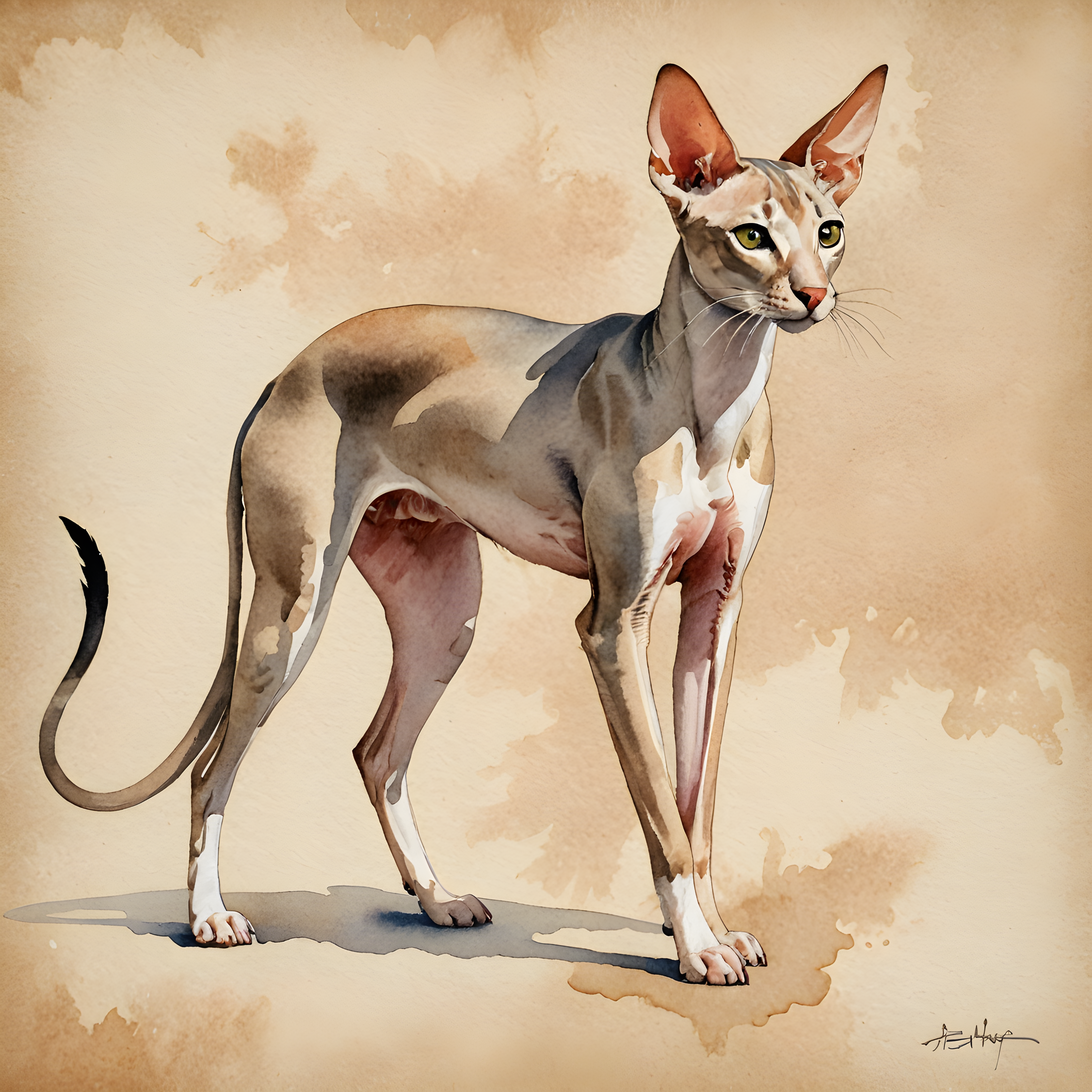 Oriental Shorthair — Watercolor (Playful)