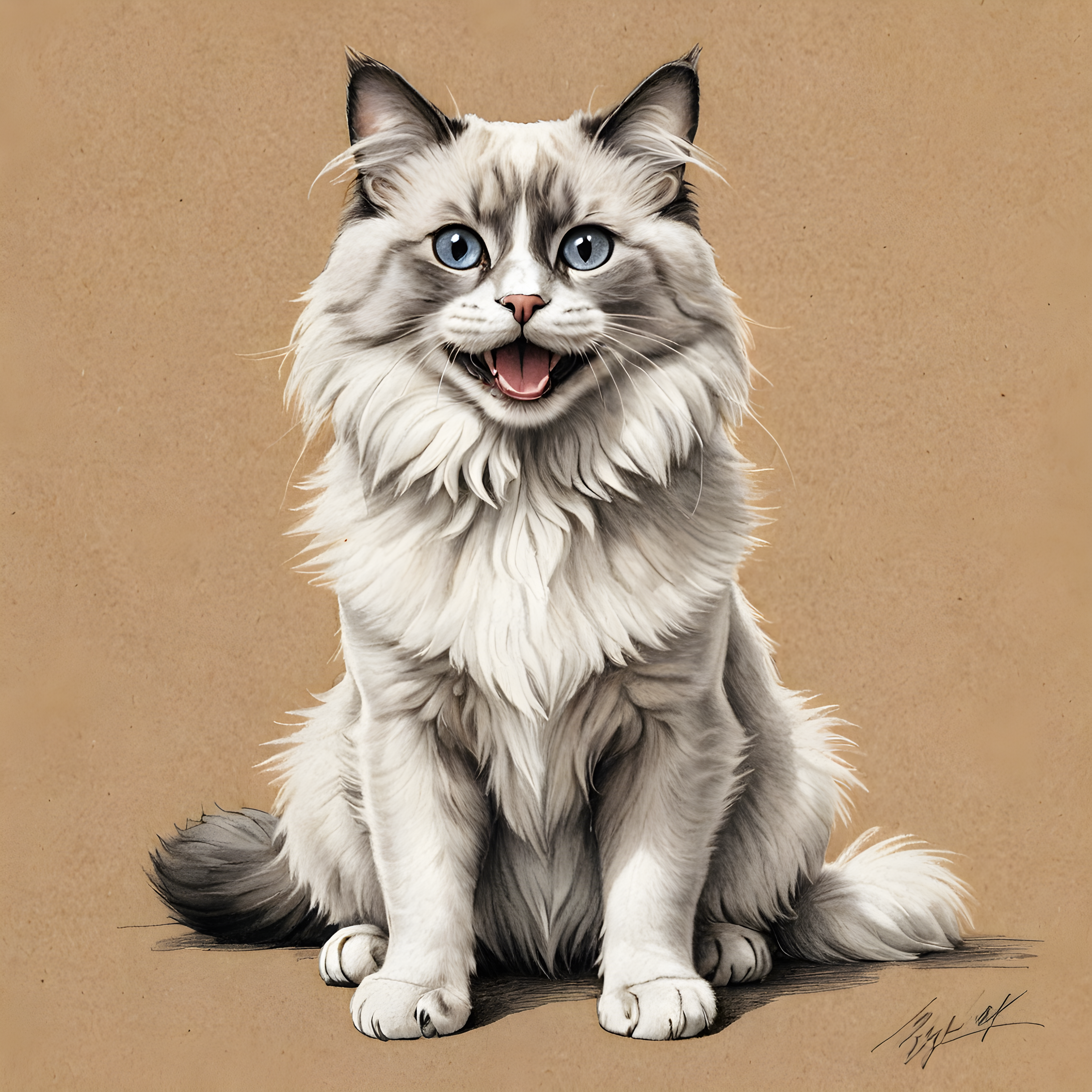 Ragdoll — Pencil Sketch (Happy)