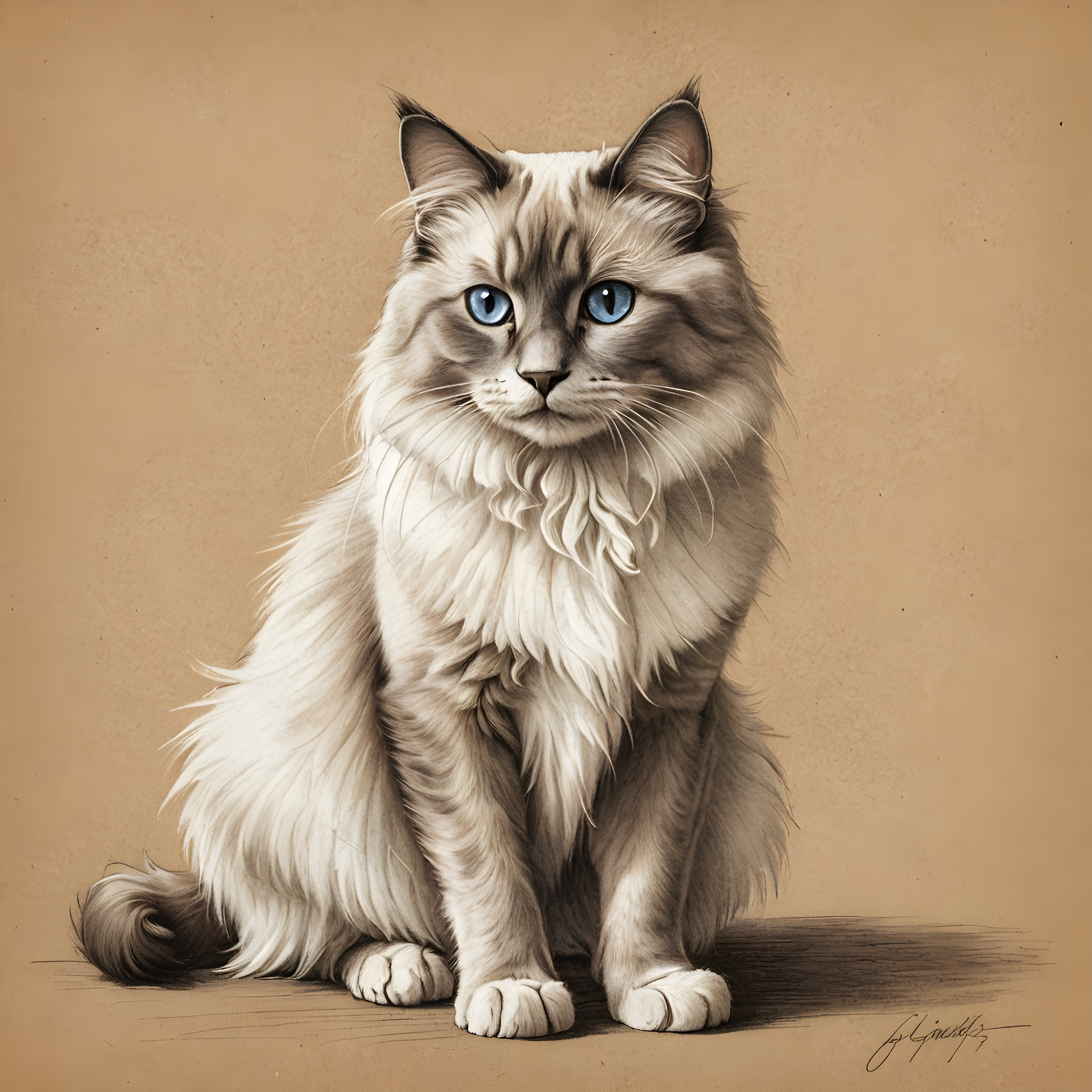 Ragdoll — Pencil Sketch (Romantic)