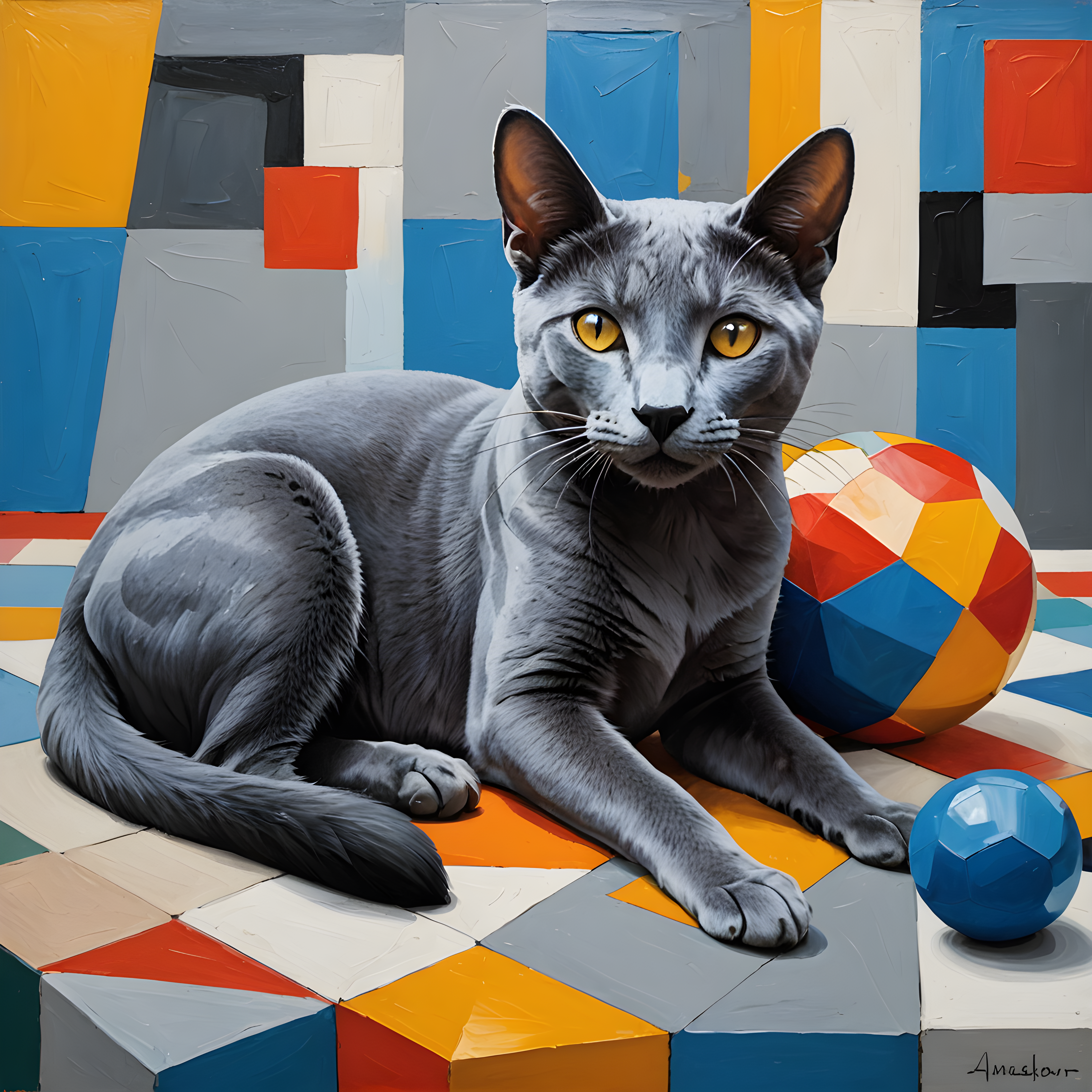 Russian Blue — Abstract (Playful)