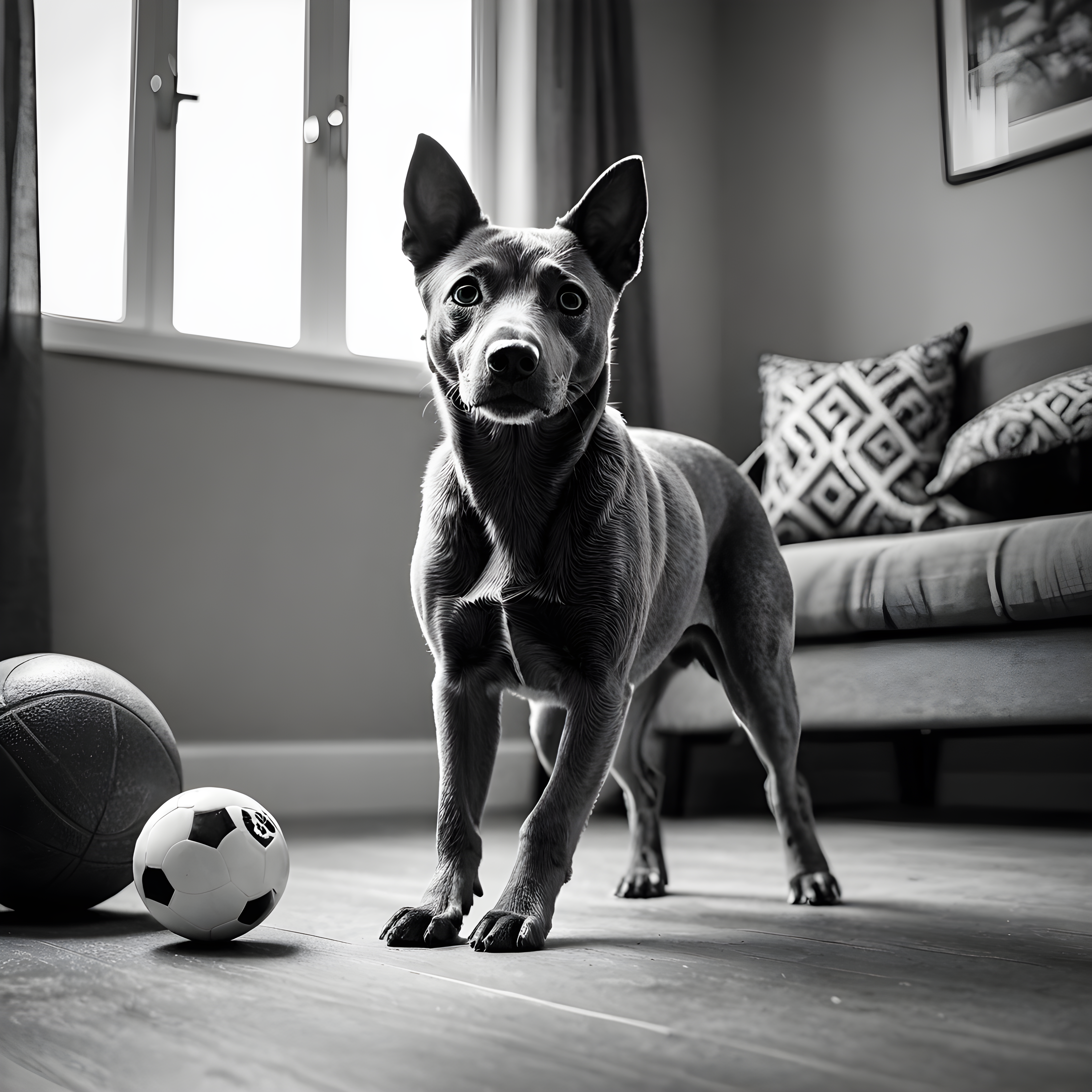 Russian Blue — Black & White (Playful)