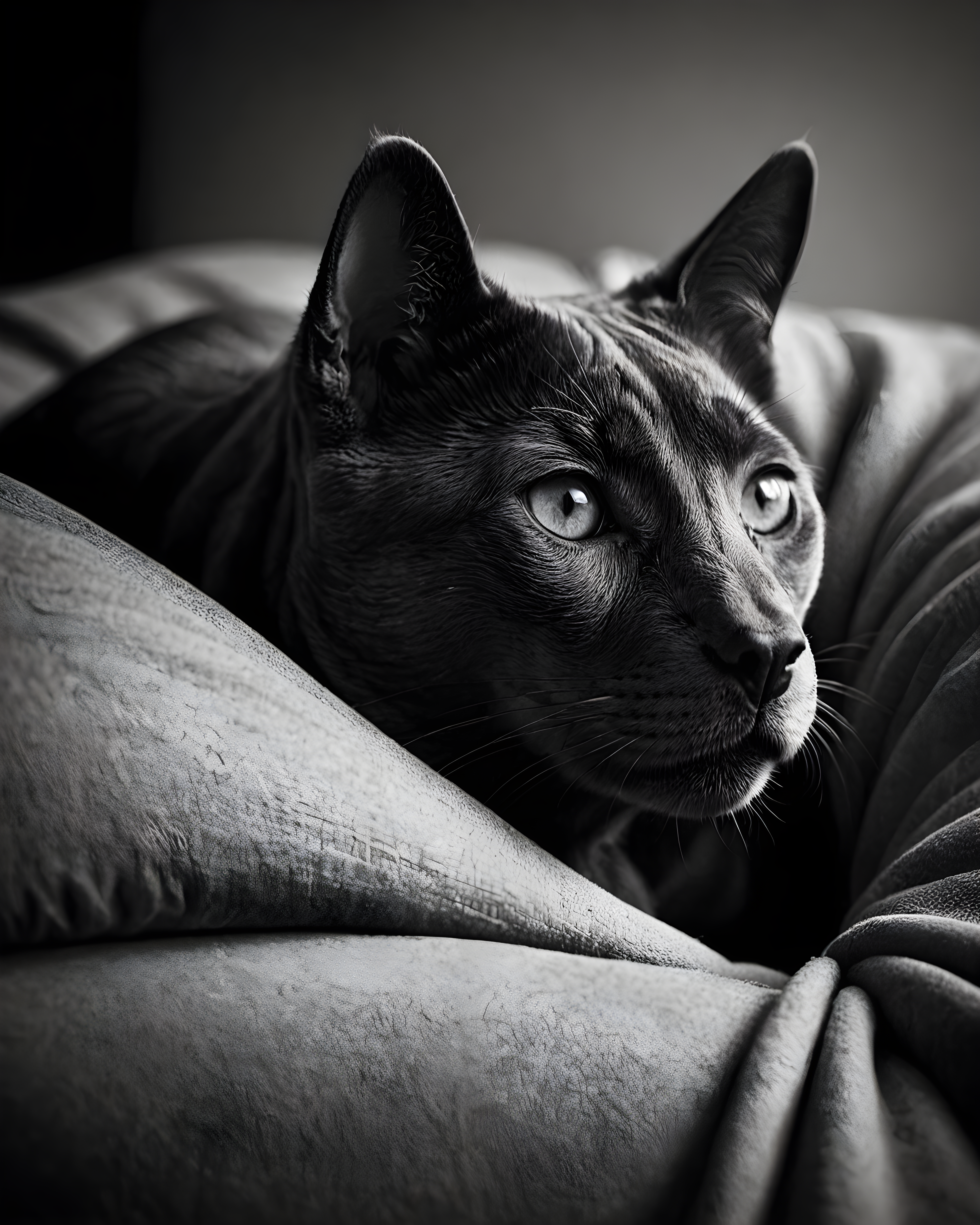 Russian Blue — Black & White (Sleepy)