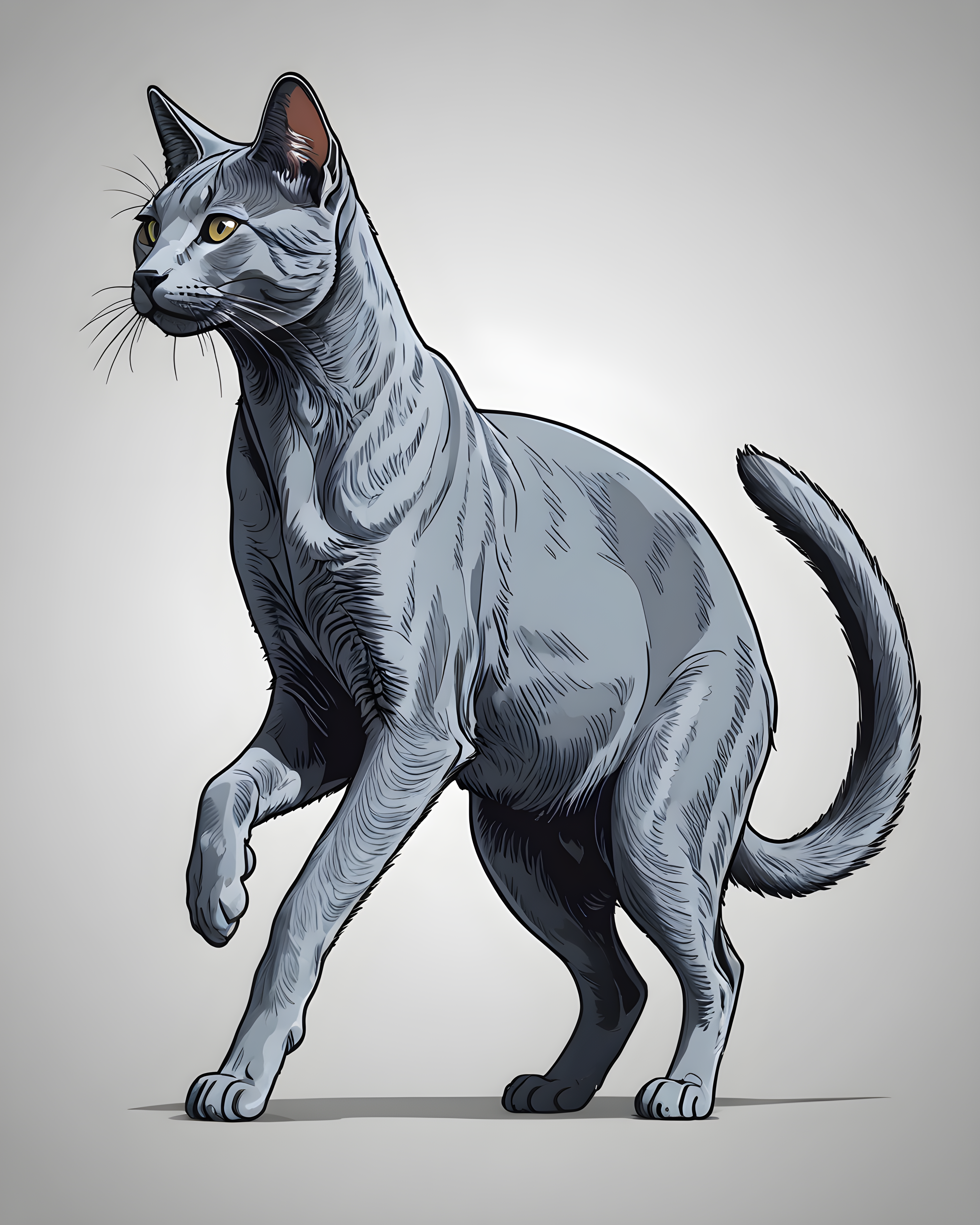 Russian Blue — Line Art (Energetic)