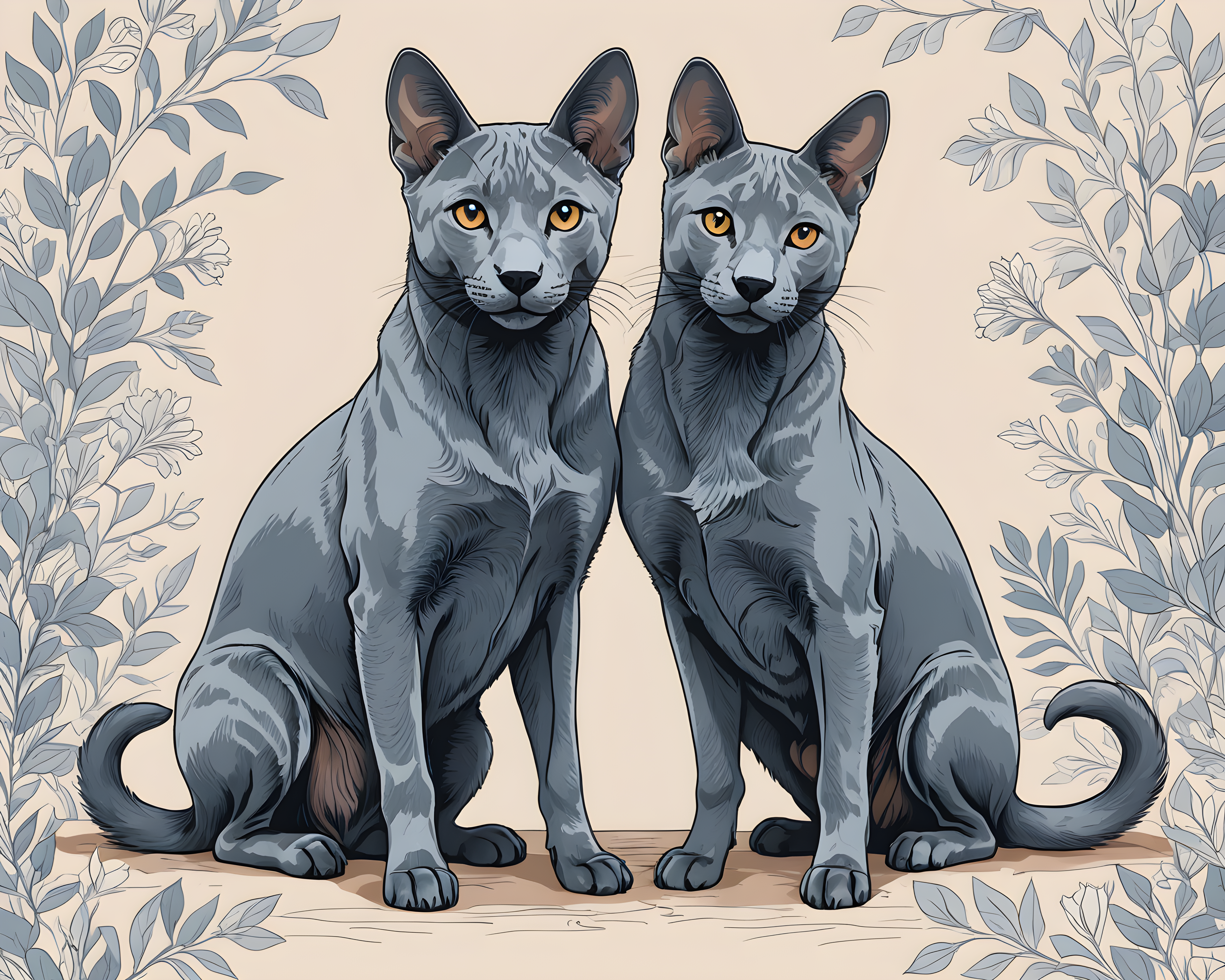 Russian Blue — Line Art (Romantic)