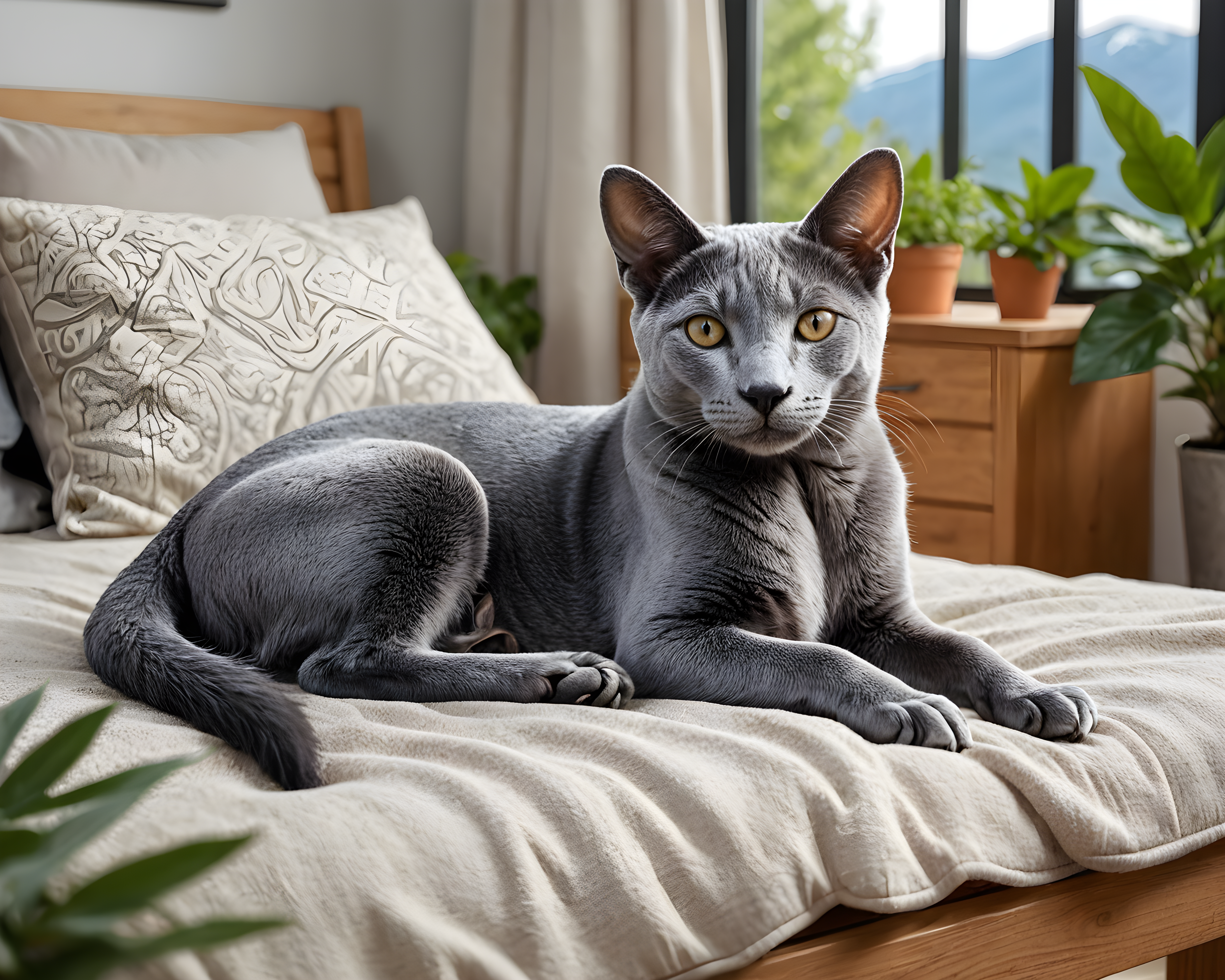 Russian Blue — Line Art (Sleepy)