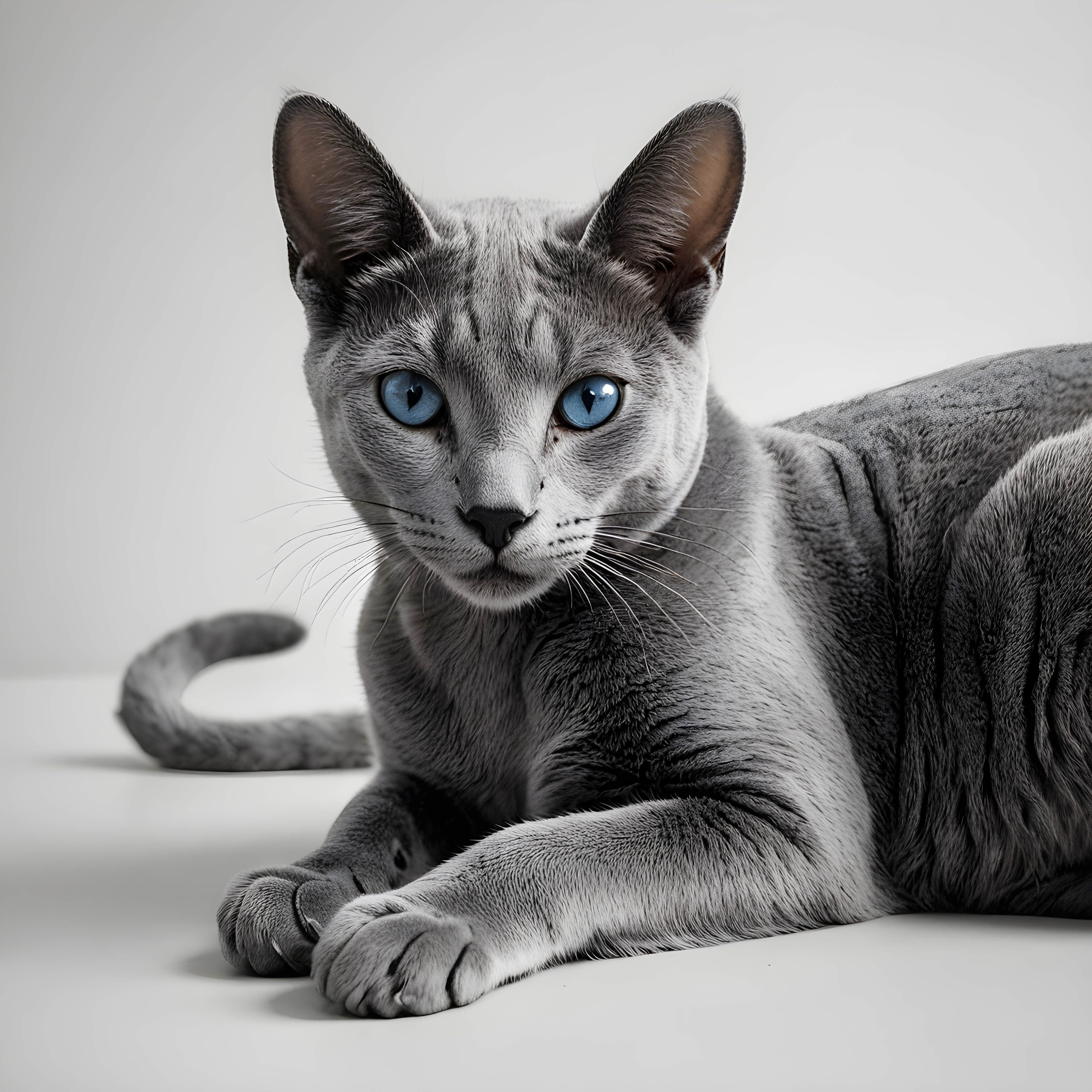 Russian Blue — Minimalist Line Art (Emotional)